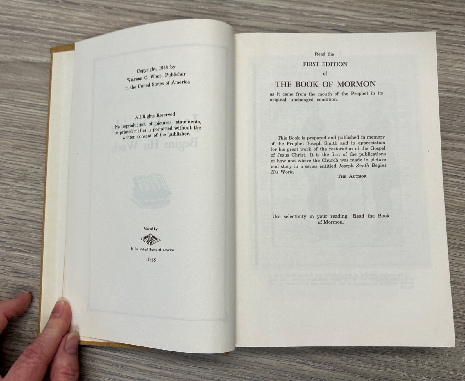 Joseph Smith Begins His Work – Vol 1. Wilford C. Wood (1958) Hardcover Book