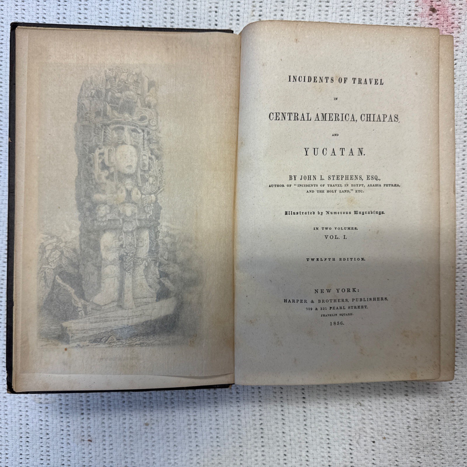 Incidents Travel Central America Chiapas, Yucatan Vol 1 &2 Stephens 1856 Kimball