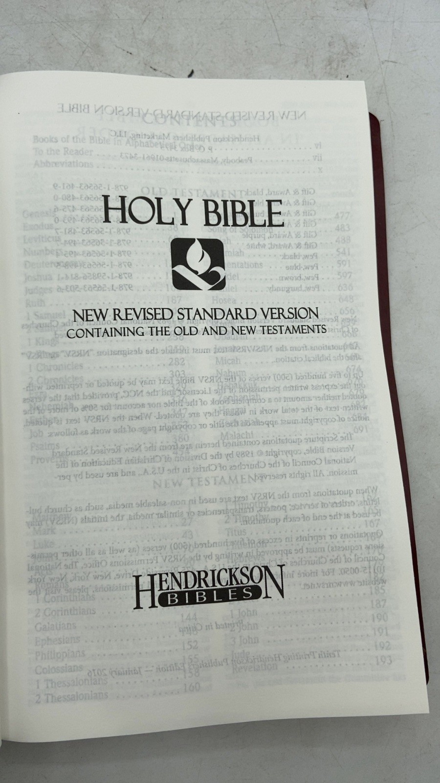 Holy Bible: New Revised Standard Version Tenth Printing Hendrickson Publisher…