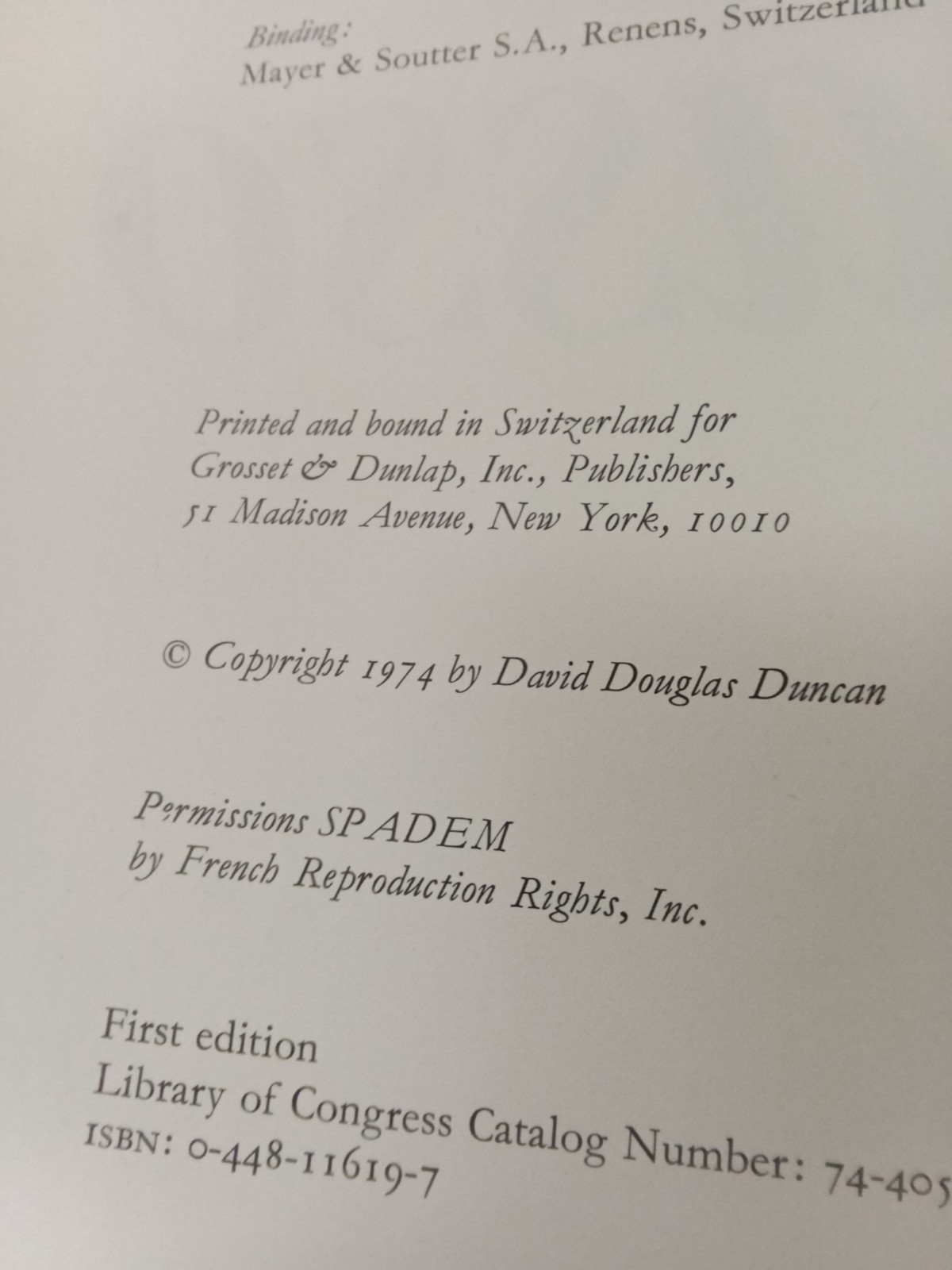 Goodbye Picasso by David Douglas Duncan – 1974 Grosset – Photo Biography