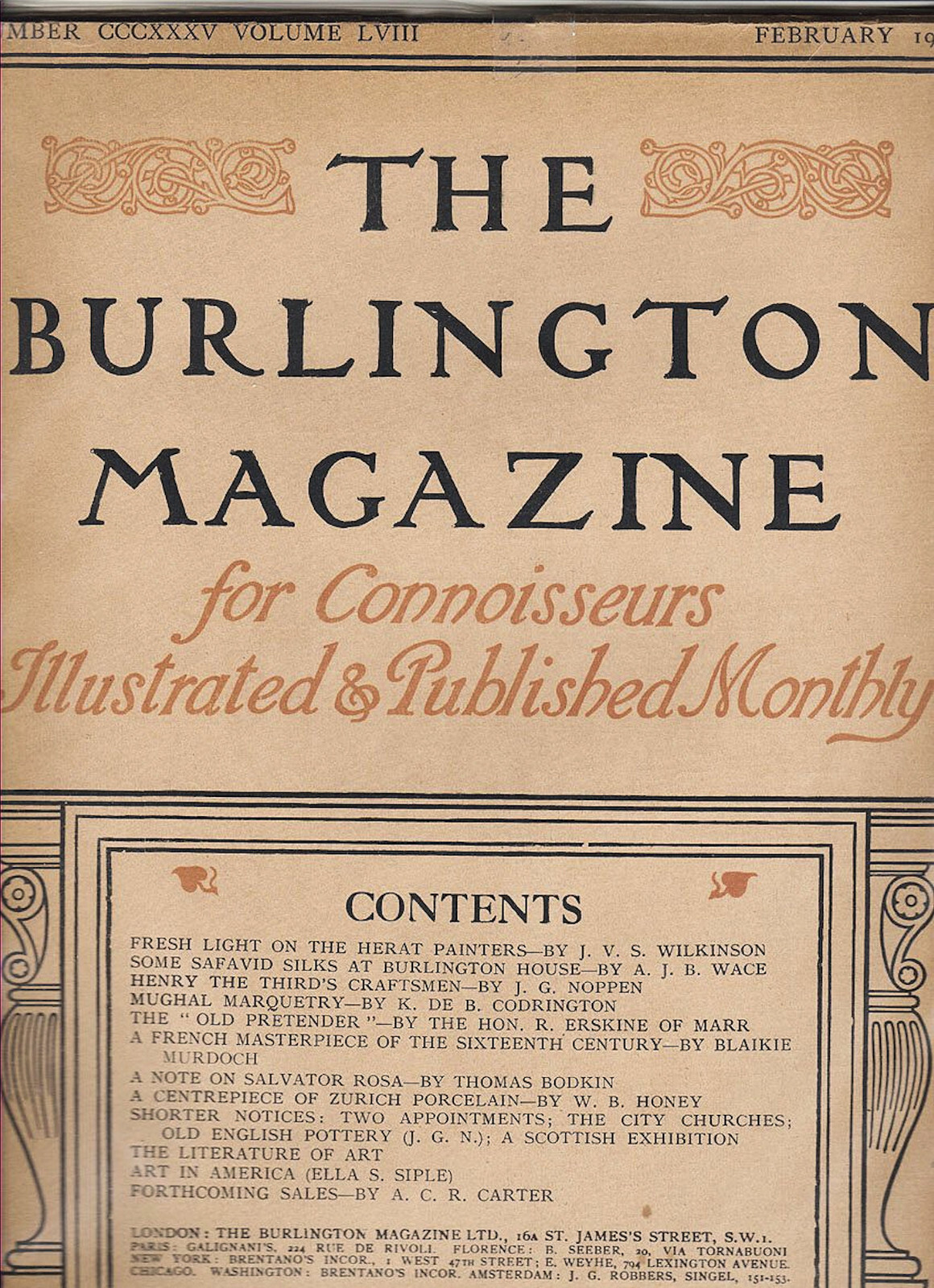 Burlington Magazine for Connoisseurs Illustrated, London, UK, 6 Issues, 1931