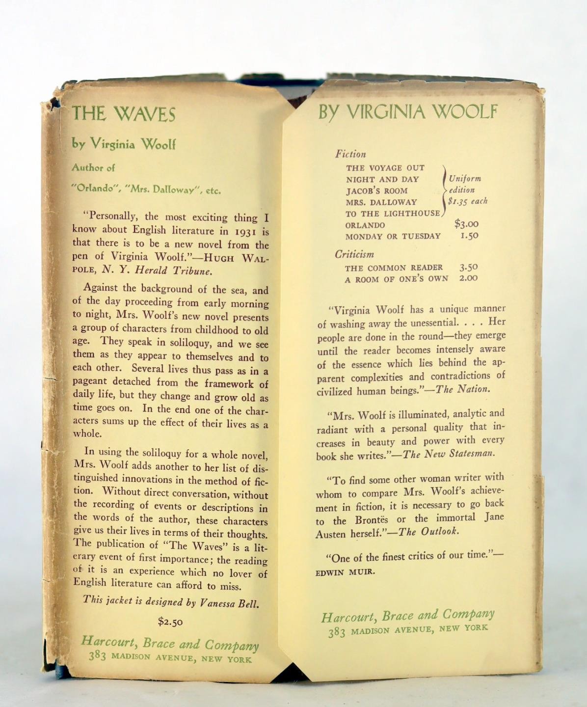 Virginia Woolf 1st US Ed 1931 The Waves 6 Characters in Monologue Hardcover w/DJ