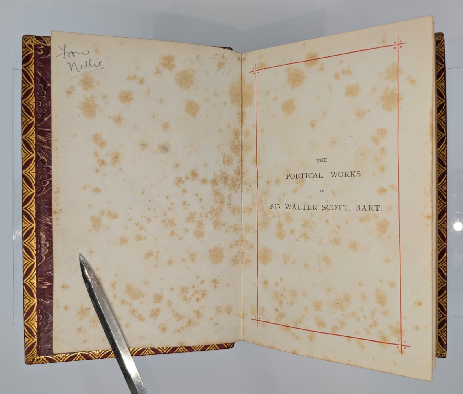 The Poetical Works of Sir Walter Scott 1800s Antique Victorian Full Leather Book