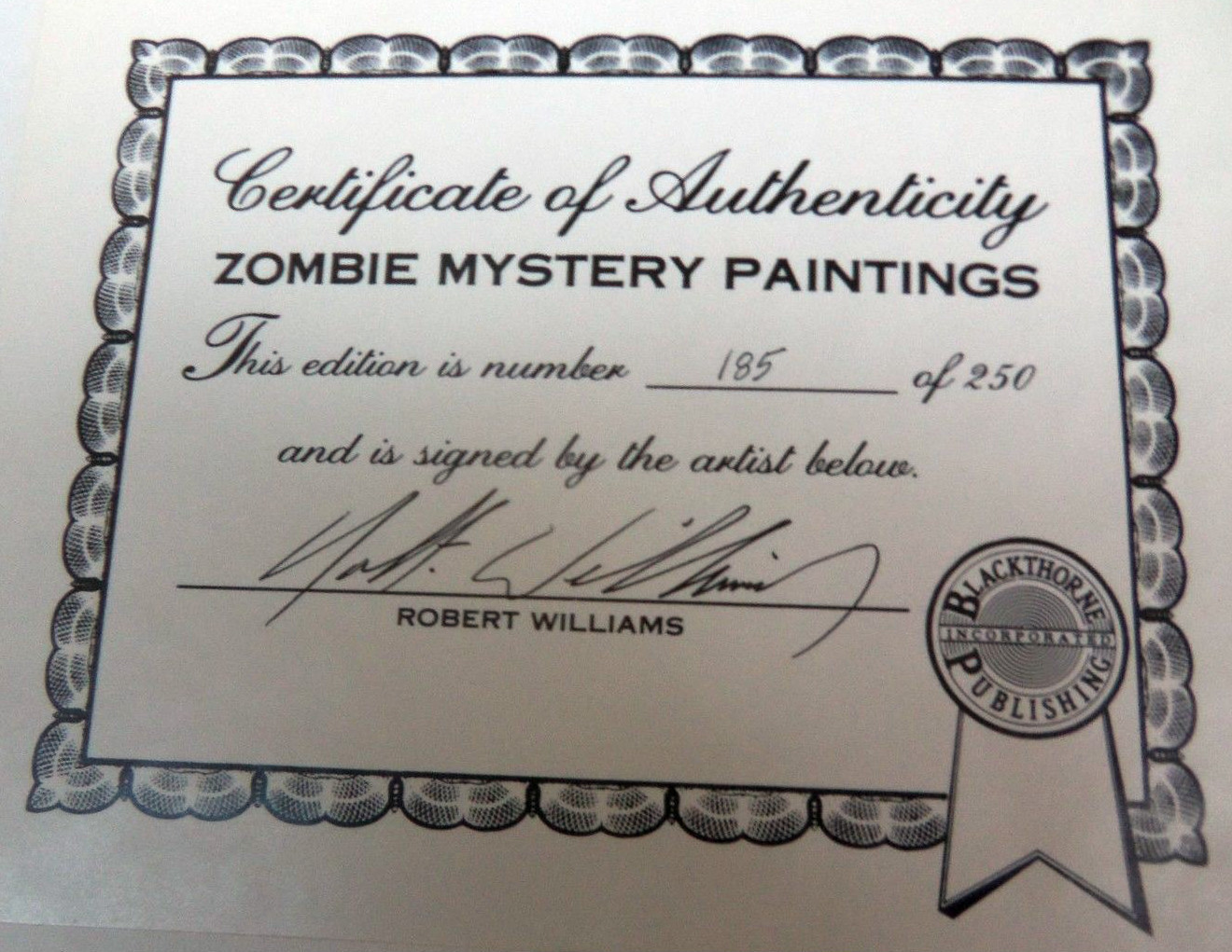 SIGNED & #185 of 250 ZOMBIE MYSTERY PAINTINGS Robert Williams HARDCOVER 1st Ed