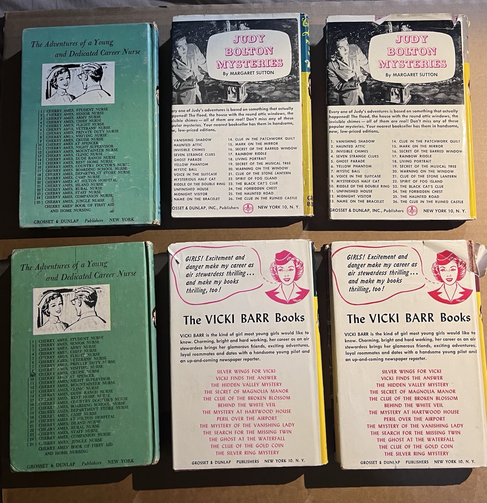 LOT OF 6 vintage CHERRY AMES nurse series hardcover novels 4 with dust jackets