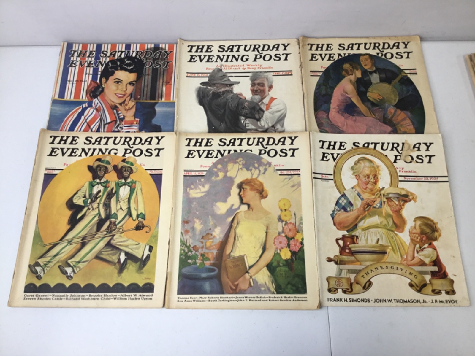 Antique Saturday Evening Post Magazine Lot of 6. PB, Illustrated