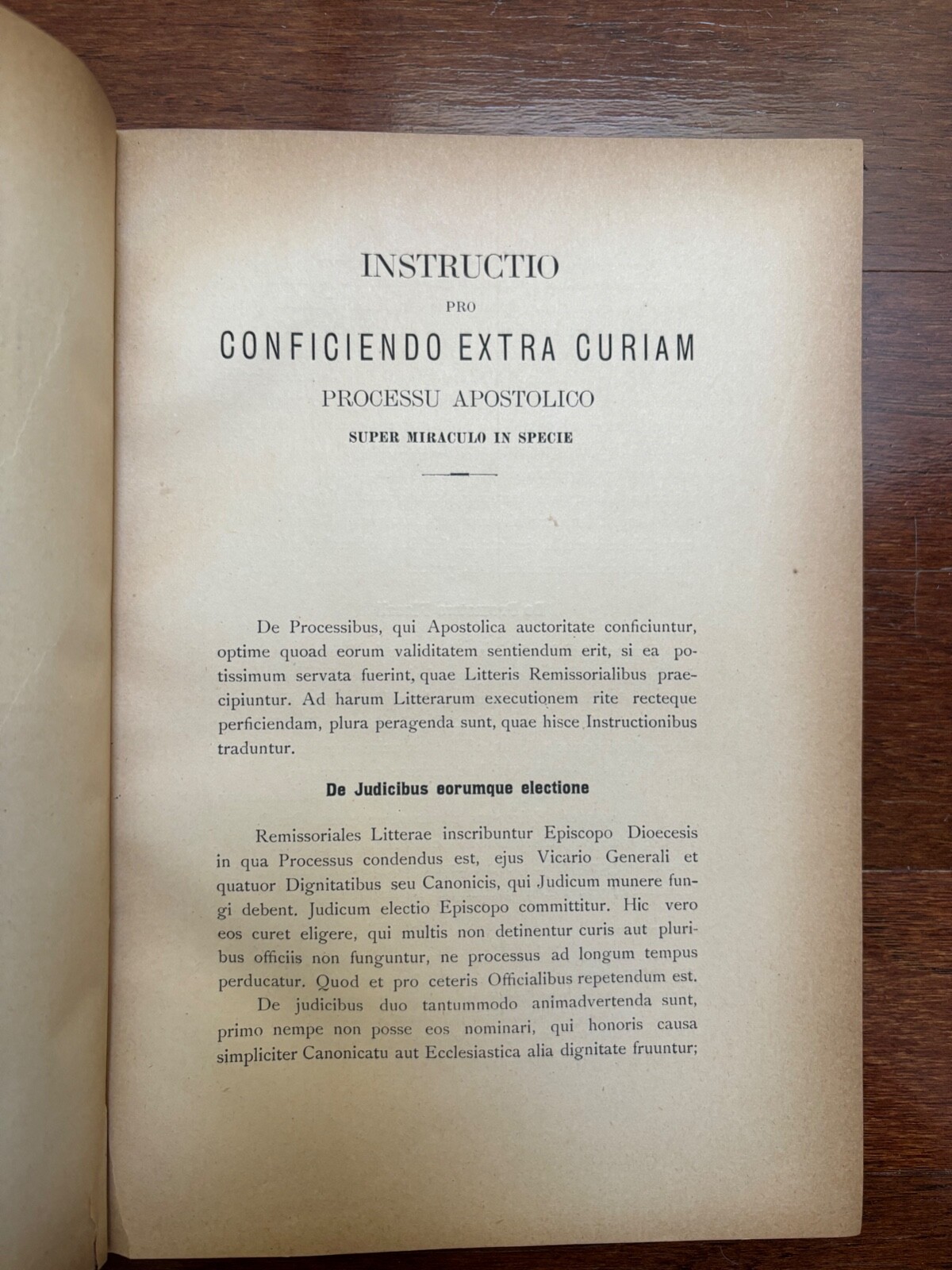INSTRUCTIO PRO CONFICIENDO EXTRA CURIAM PROCESSU APOSTOLICO – 1901 LATIN ANTIQUE