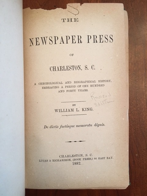 RARE 1882 Newspaper Press of Charleston SOUTH CAROLINA, Southern History Vintage