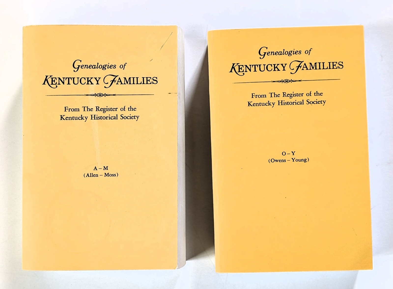 GENEALOGIES OF KENTUCKY FAMILIES A-M & O-Y Two Volumes, Complete