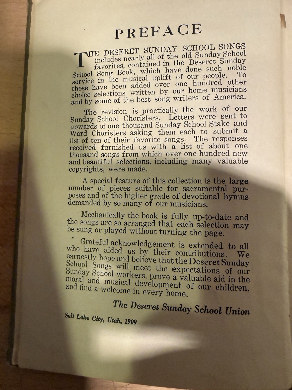 Vintage Deseret Sunday School Songs Book ( 1909 ) Pre Owned