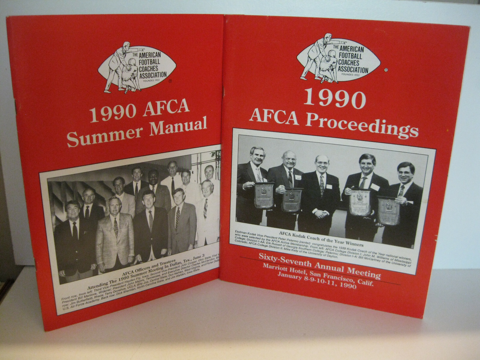 1990 AFCA Proceedings Summer Manual Softcover Lot of 2 Frank Beamer Bill Snyder