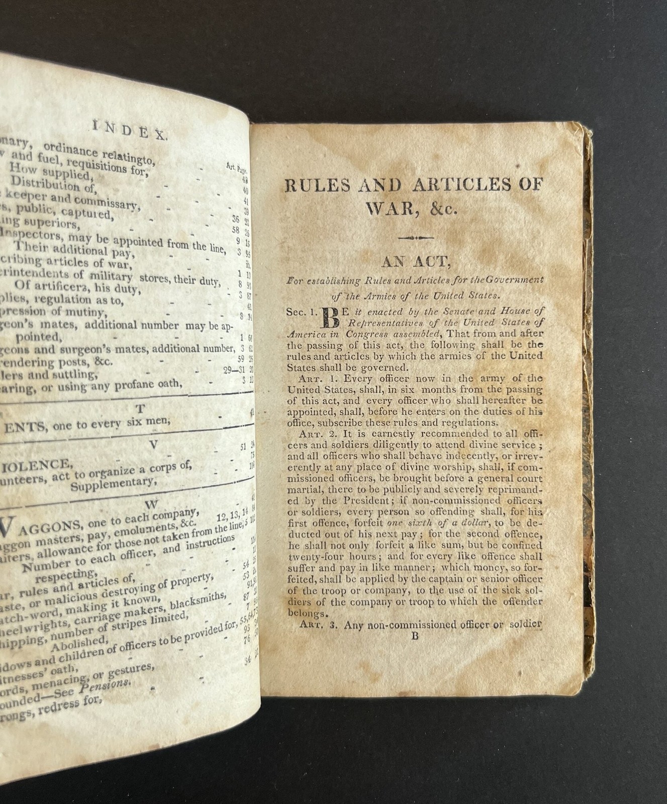 United States / Act Establishing Rules and Articles for the Government 1812