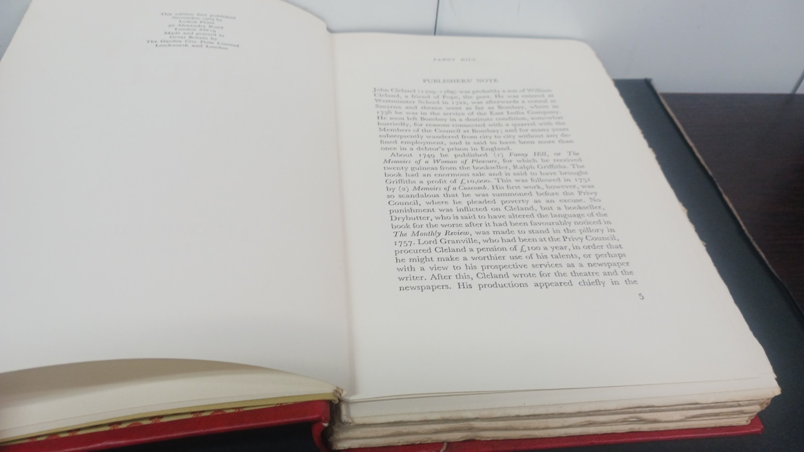 Fanny Hill: Memoirs of a Woman of Pleasure, John Cleland, 1963 1st Edition