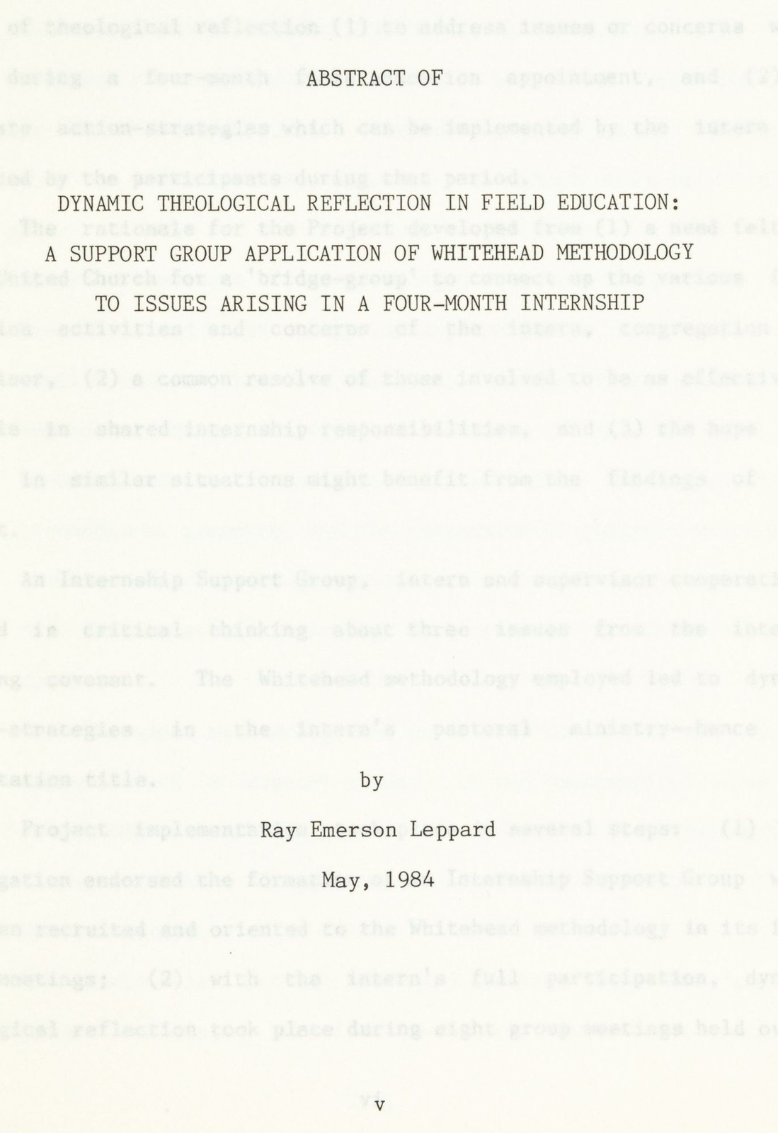 Ray Emerson LEPPARD / Dissertation Dynamic Theological Reflection Signed 1st ed