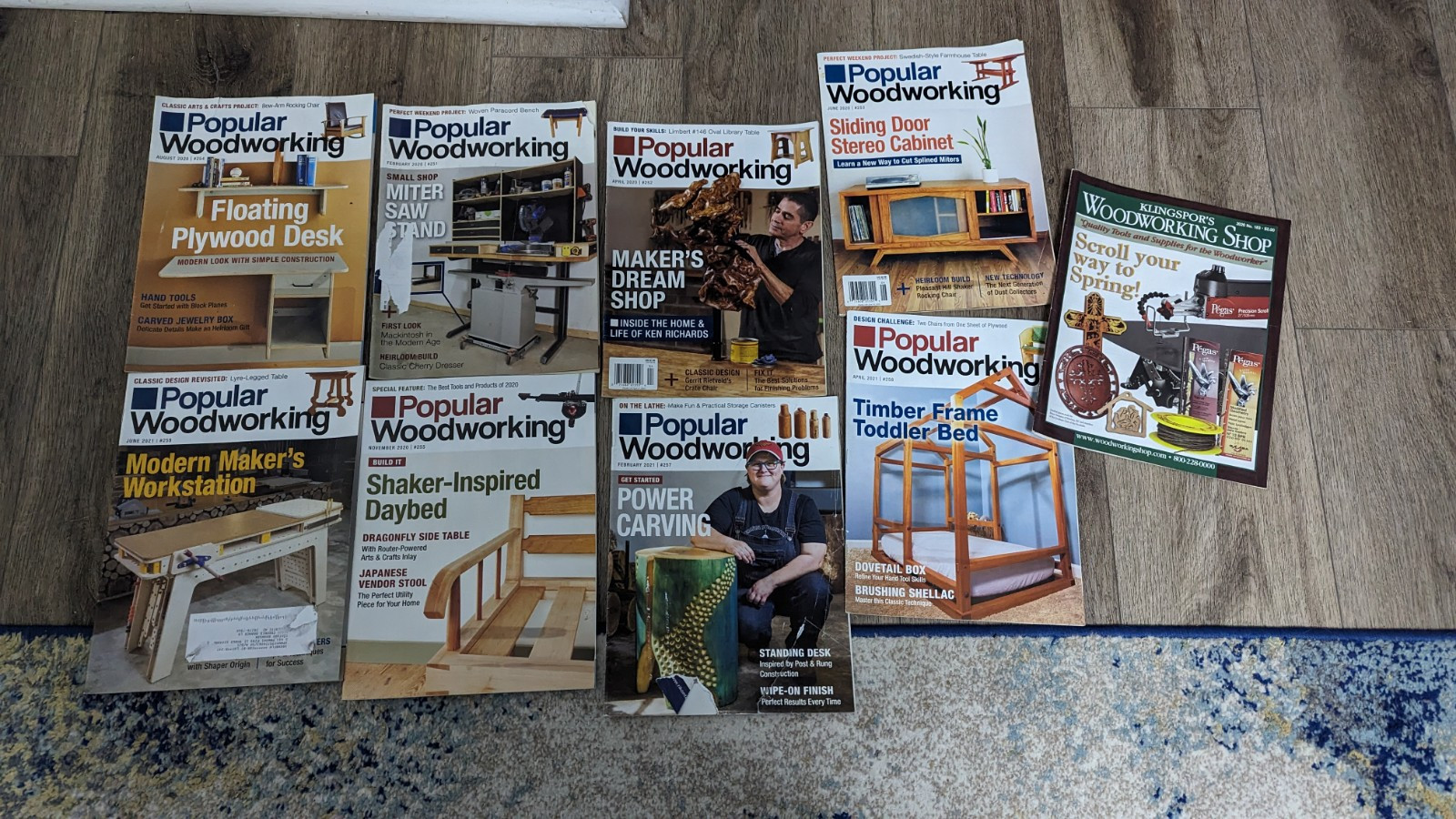 Lot of 8 Popular Woodworking Magazine 2020-2021 Issues