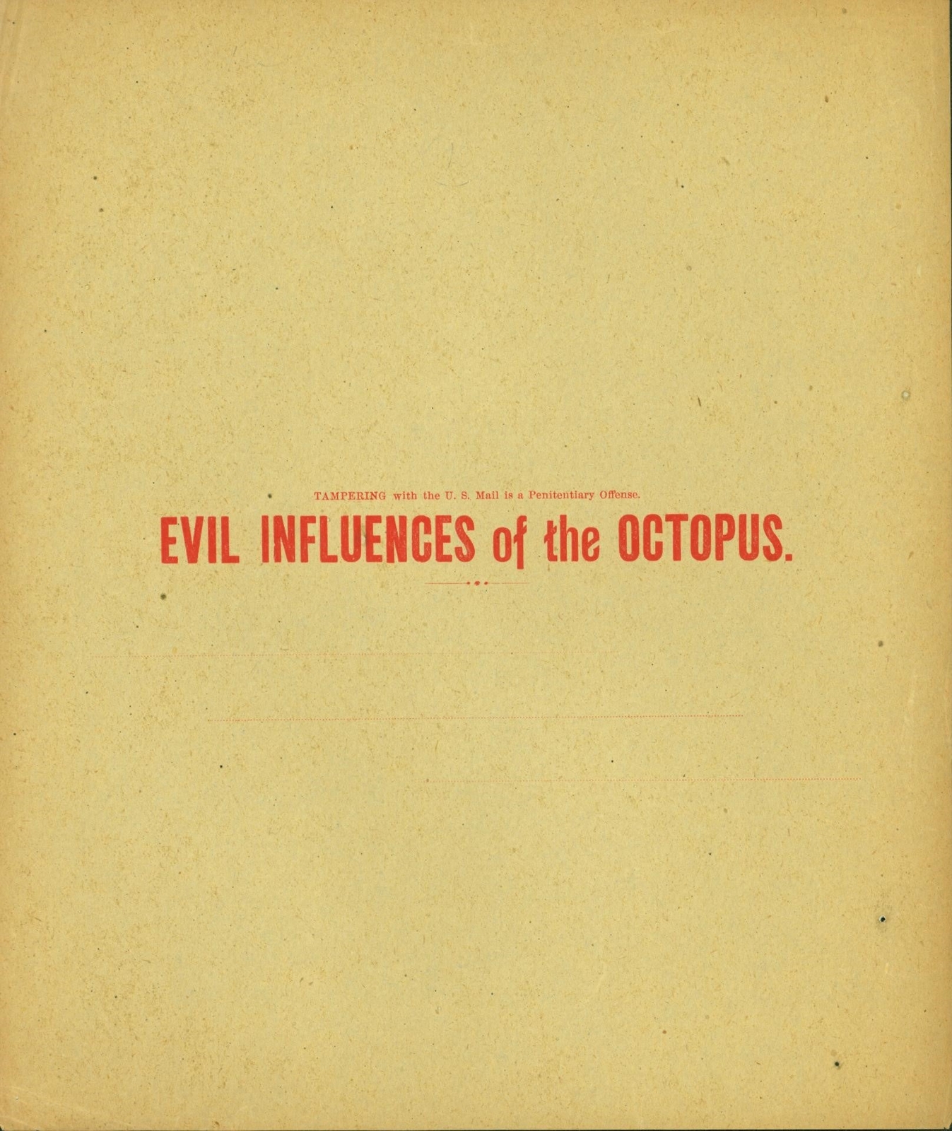 Adolph? Sutro / Evil Influences of the OCTOPUS 1894 #209945