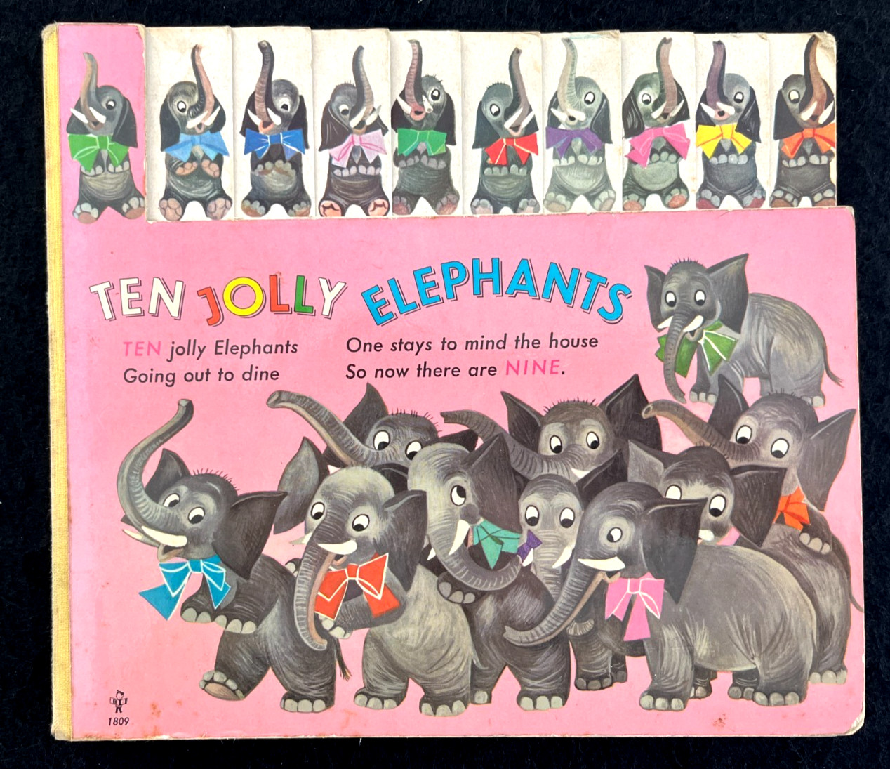 TEN JOLLY ELEPHANTS ~ HC children’s Counting Activity Board Book, West Germany