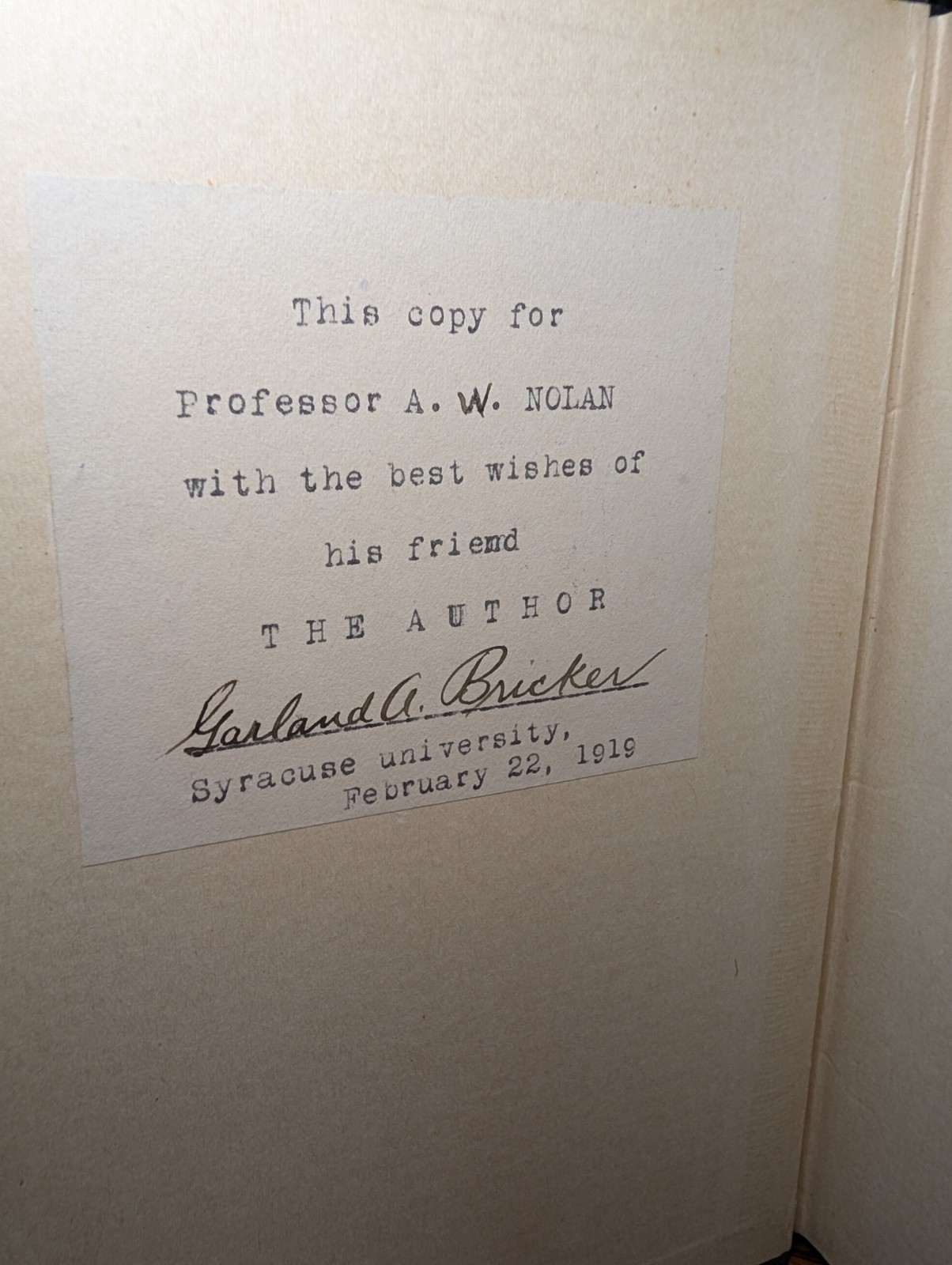 The Church in Rural America Garland A Bricker 1919 Signed Assoc Copy A W Nolan