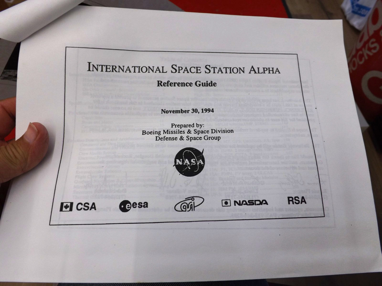 INTERNATIONAL SPACE STATION ALPHA REFERENCE GUIDE 1994 NASA BOEING 313 PAGES