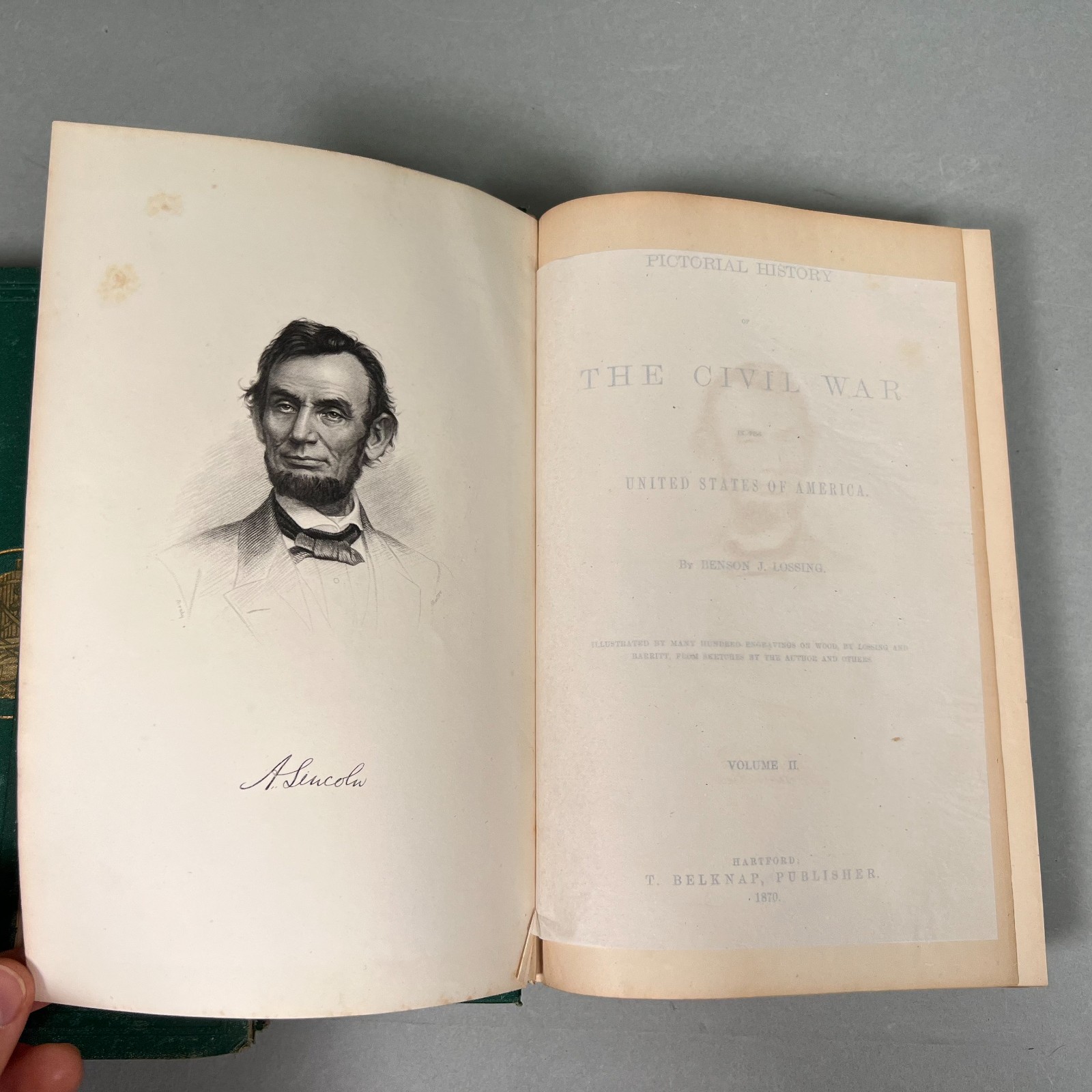 1866 Pictorial History of the Civil War in America Benson Lossing 3 Vol. Set Lot