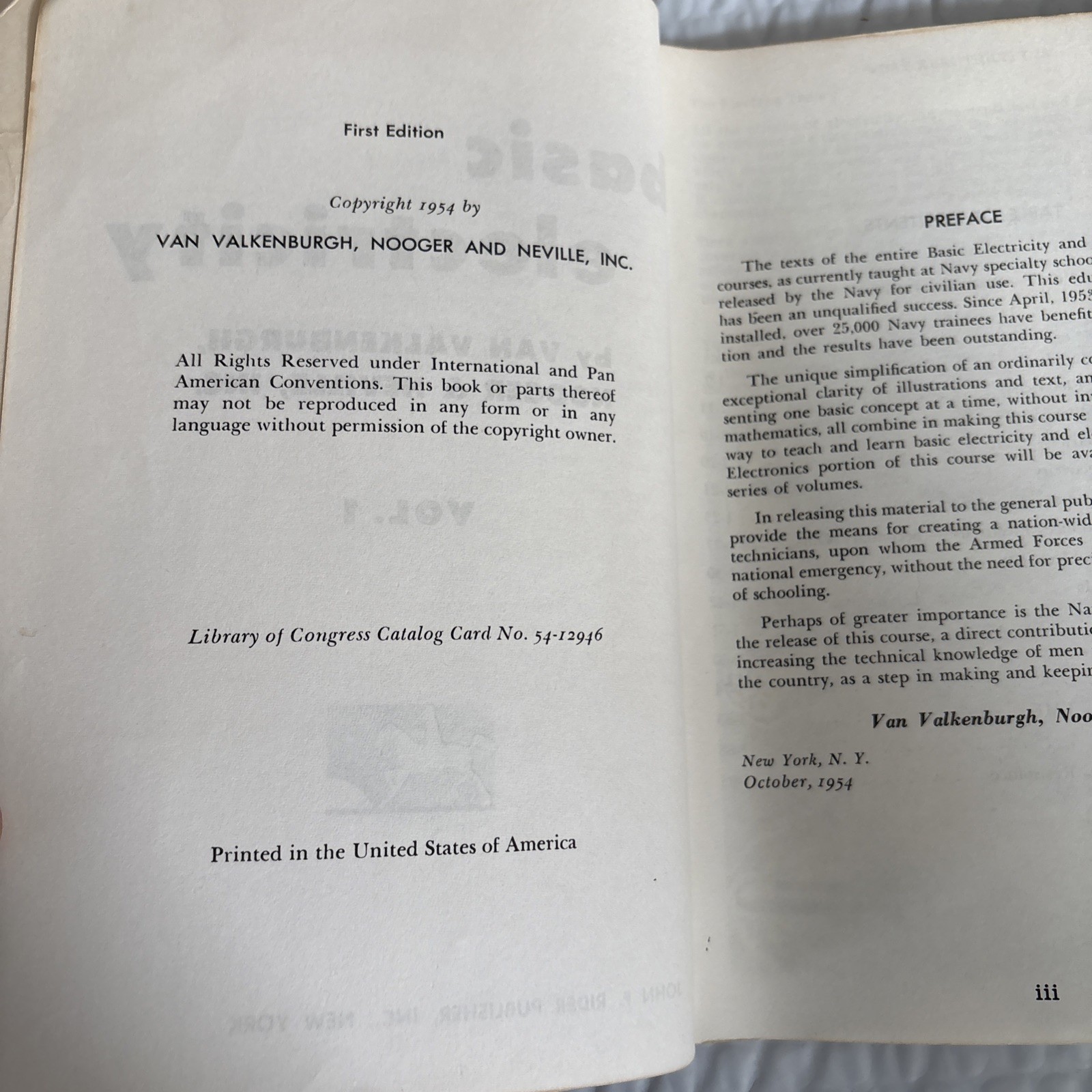 Basic Electricity ’54 Training Books Vols 1 & 2 Rider (missing a Back Cover)