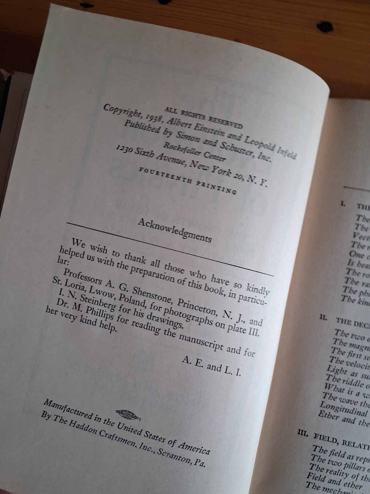 Einstein and Infeld THE EVOLUTION OF PHYSICS 14th Printing 1951 in Dust Jacket