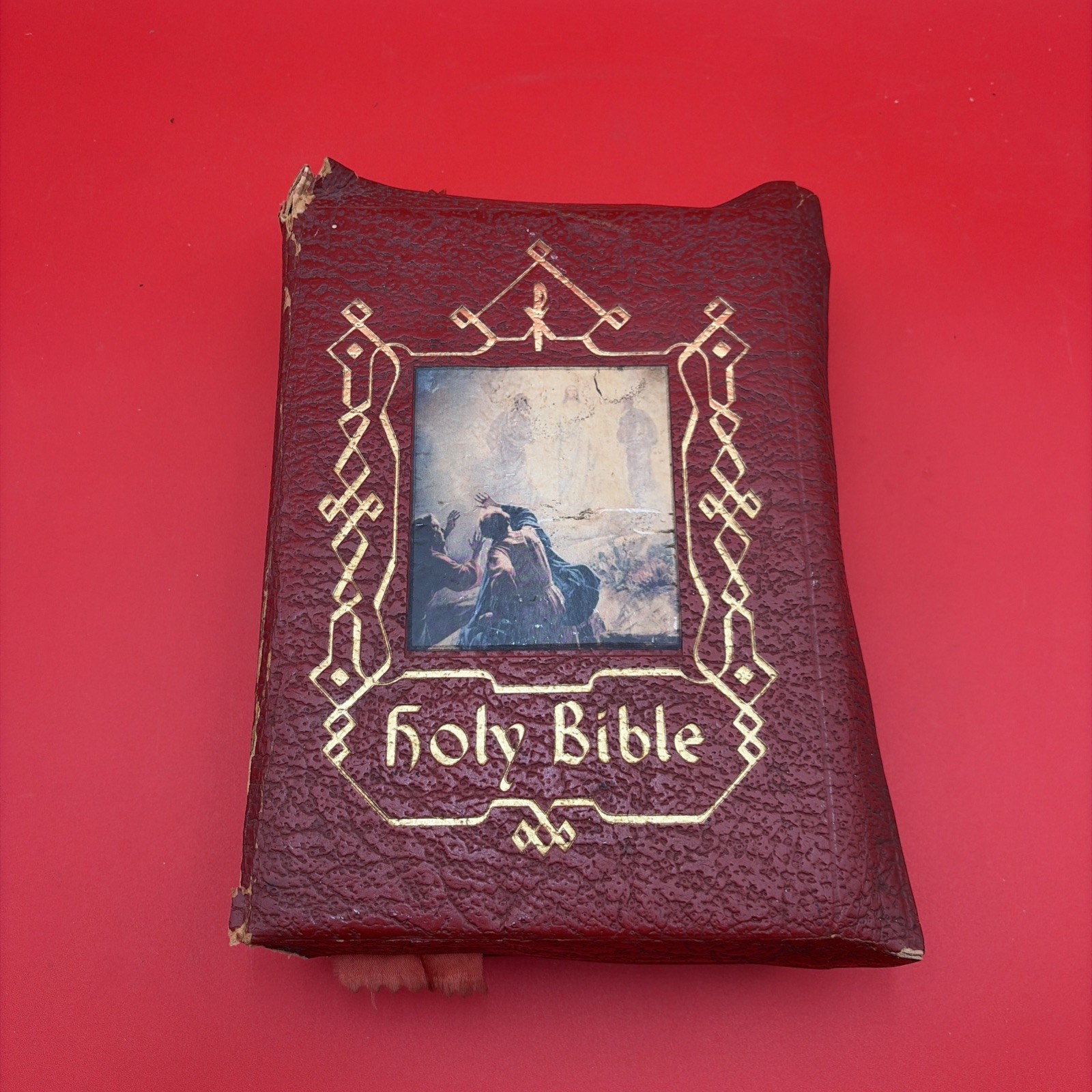 Holy Bible Papal Edition 1952 Vintage The Catholic Press Red w/ Bookmarks