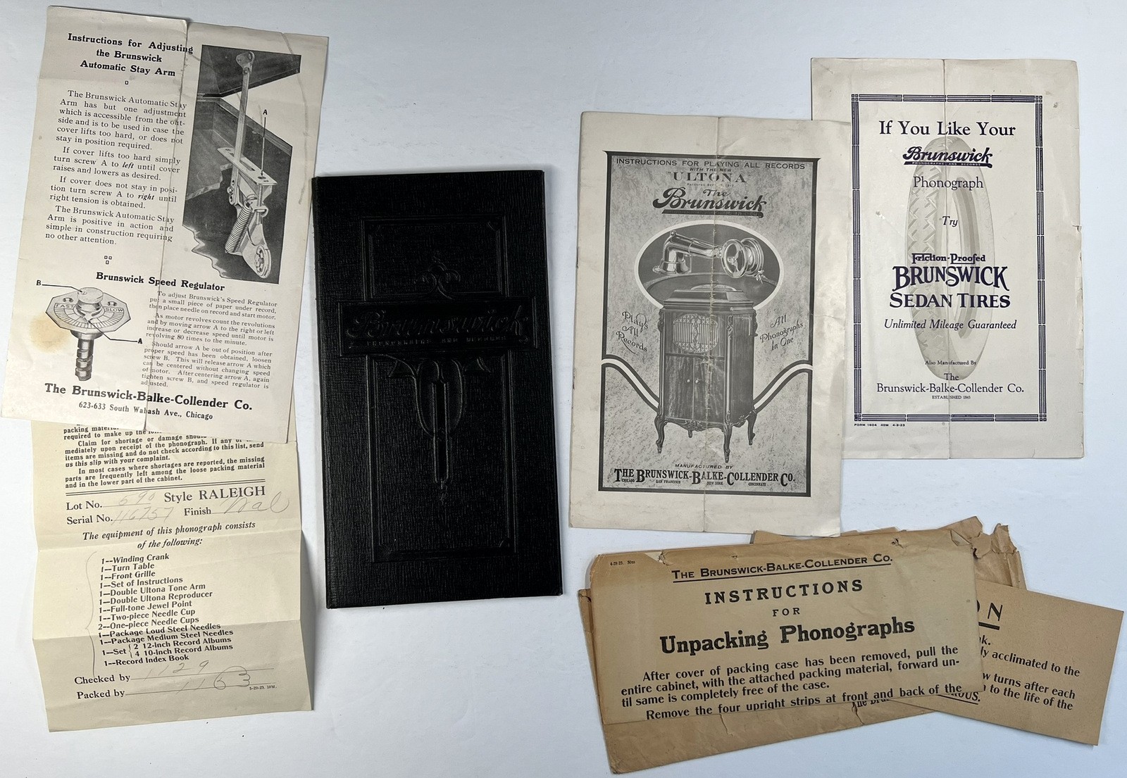THE NEW BRUNSWICK ULTONA 1923 PHONOGRAPH PURCHASE PACK INSTRUCTIONS RECORD INDEX