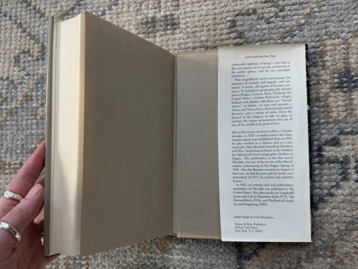 Milan Kundera / The Unbearable Lightness of Being / 1st Ed. 3rd Pr. / HCDJ /1984