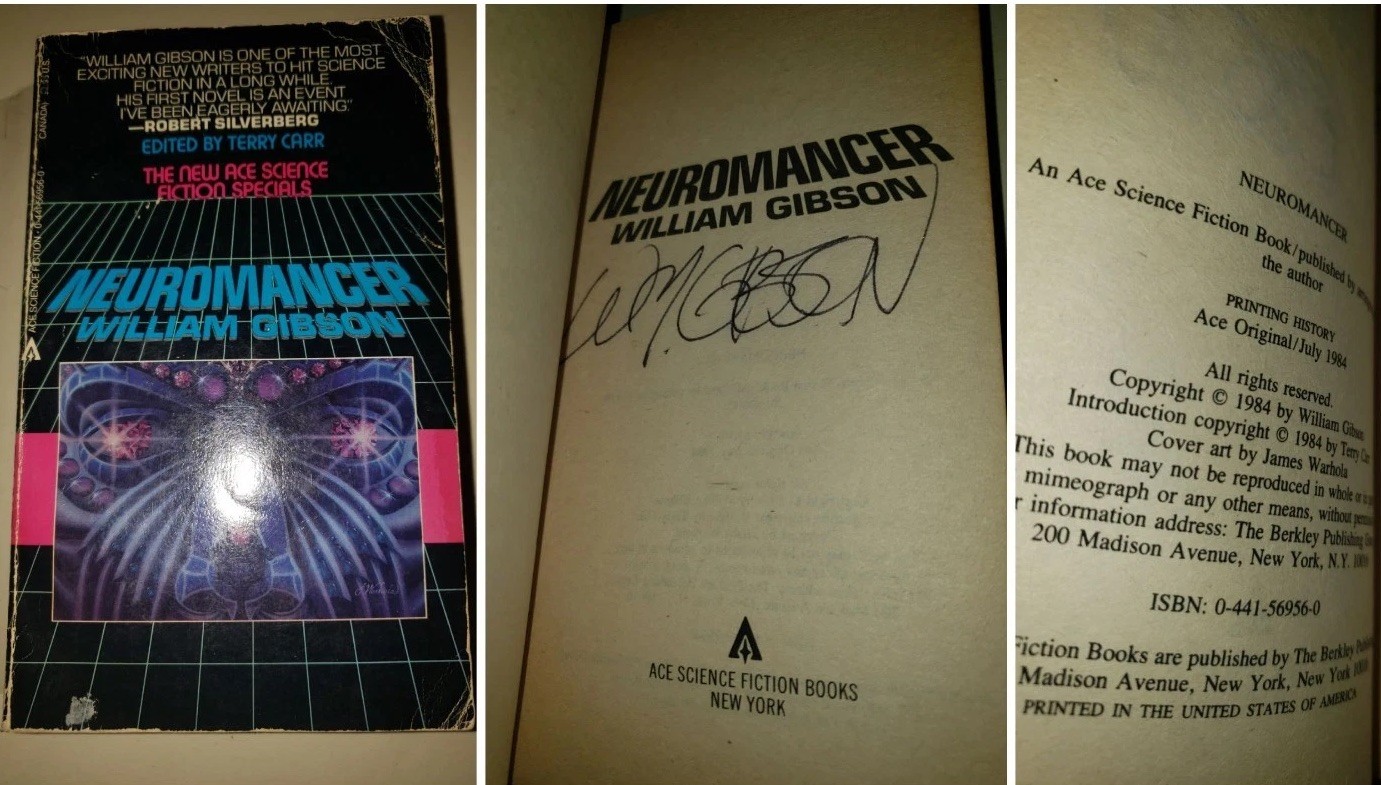 SIGNED NEUROMANCER 1ST PRINTING PAPERBACK ORIGINAL ACE 1984 WILLIAM GIBSON Hugo