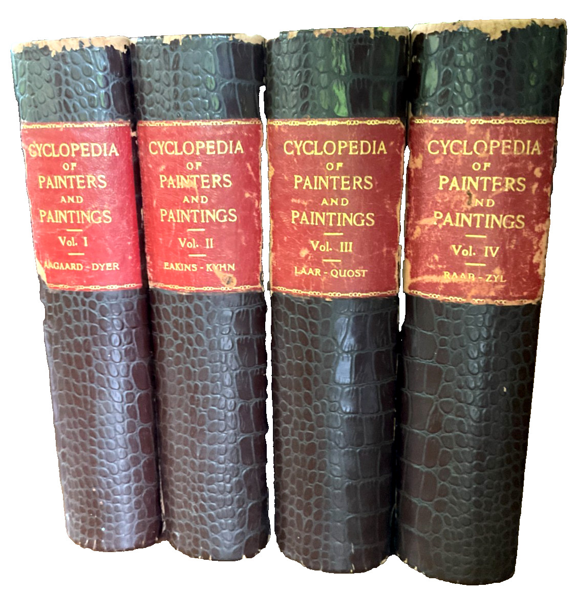 CYCLOPEDIA OF PAINTERS AND PAINTINGS CHAMPLIN FOUR VOLUMES 1887 LEATHER