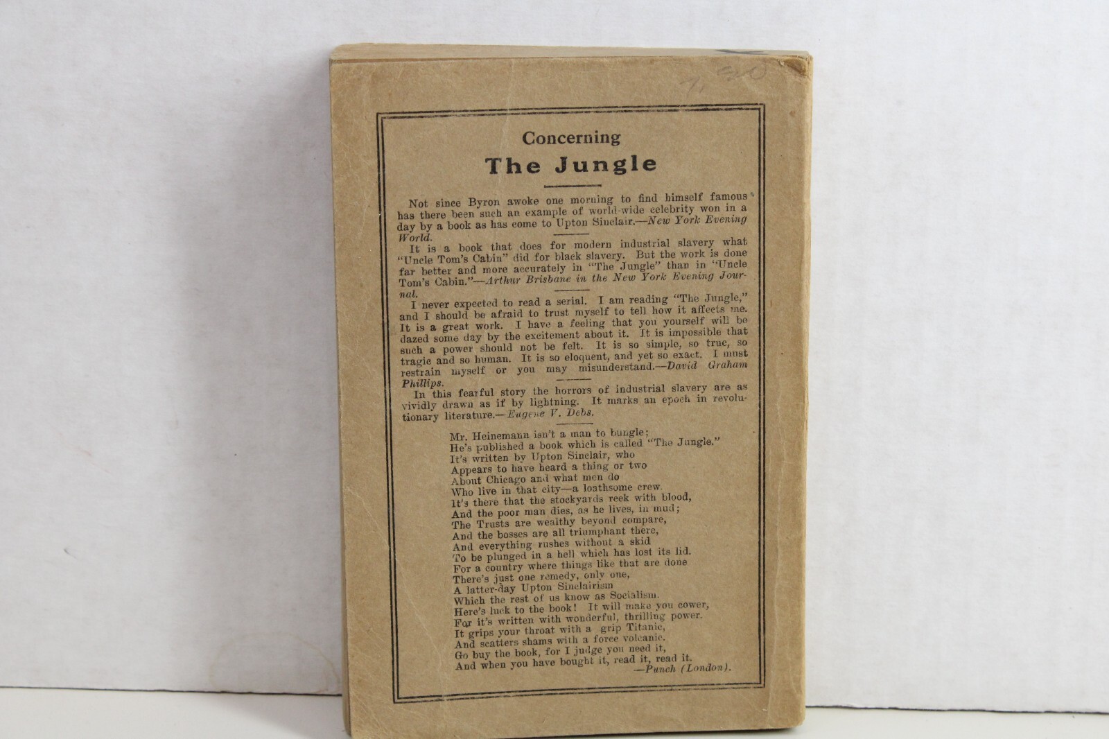 The Jungle 1920 Upton Sinclair Author’s Private Print Published Upton Sinclair