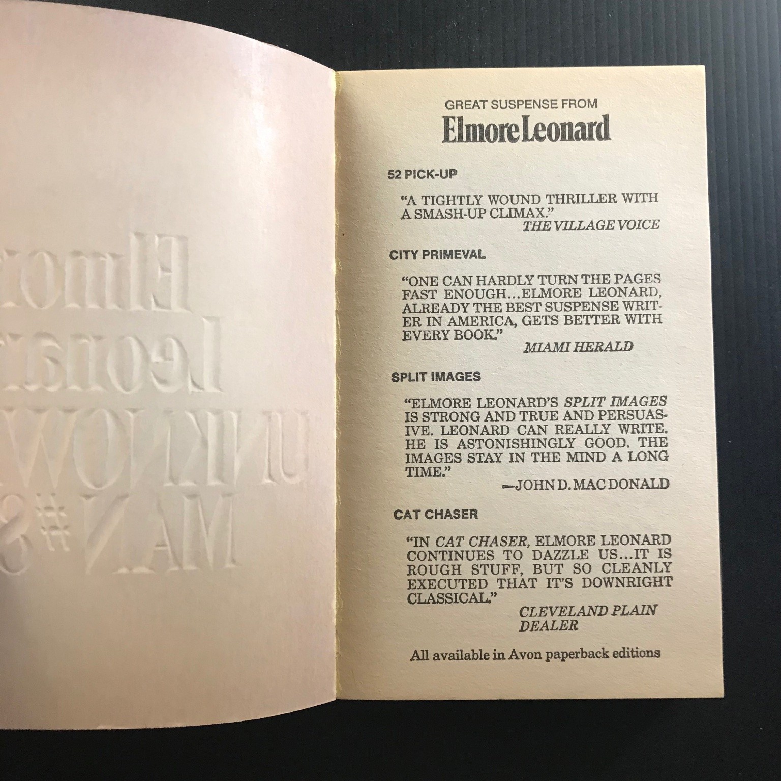 Unknown Man #89 Elmore Leonard 1st Avon Printing 1984 Thriller Suspense