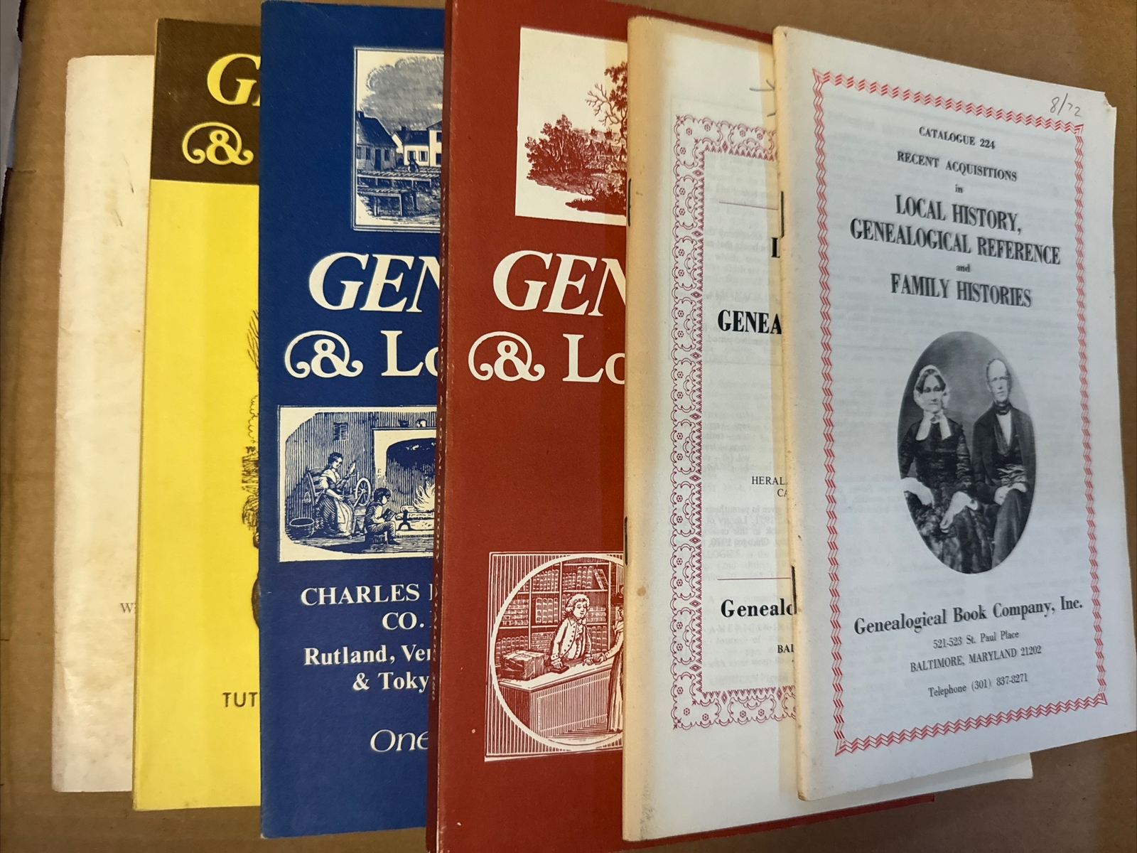 Lot of 7 Local History and Genealogy Catalogs no. 233, 224, 380, 379, 3, 1, 370