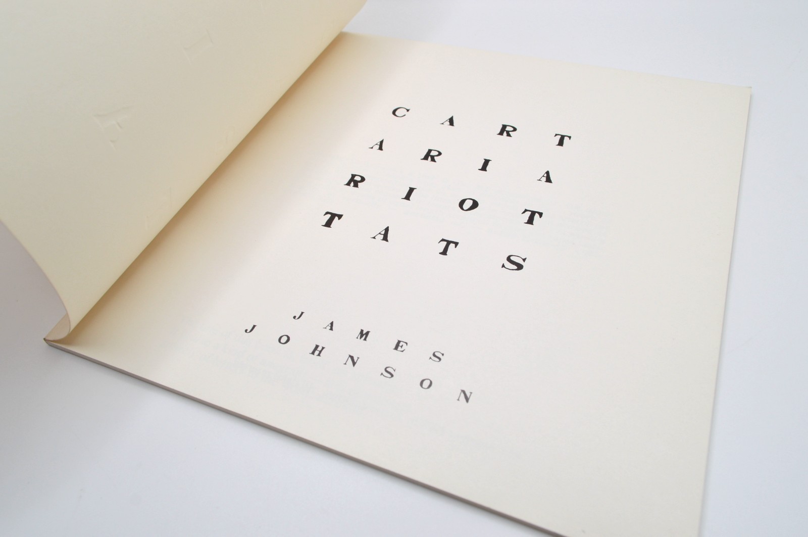 James Johnson, CART ARIA RIOT TATS, 1978, Concrete/Visual Poetry, Artist Book