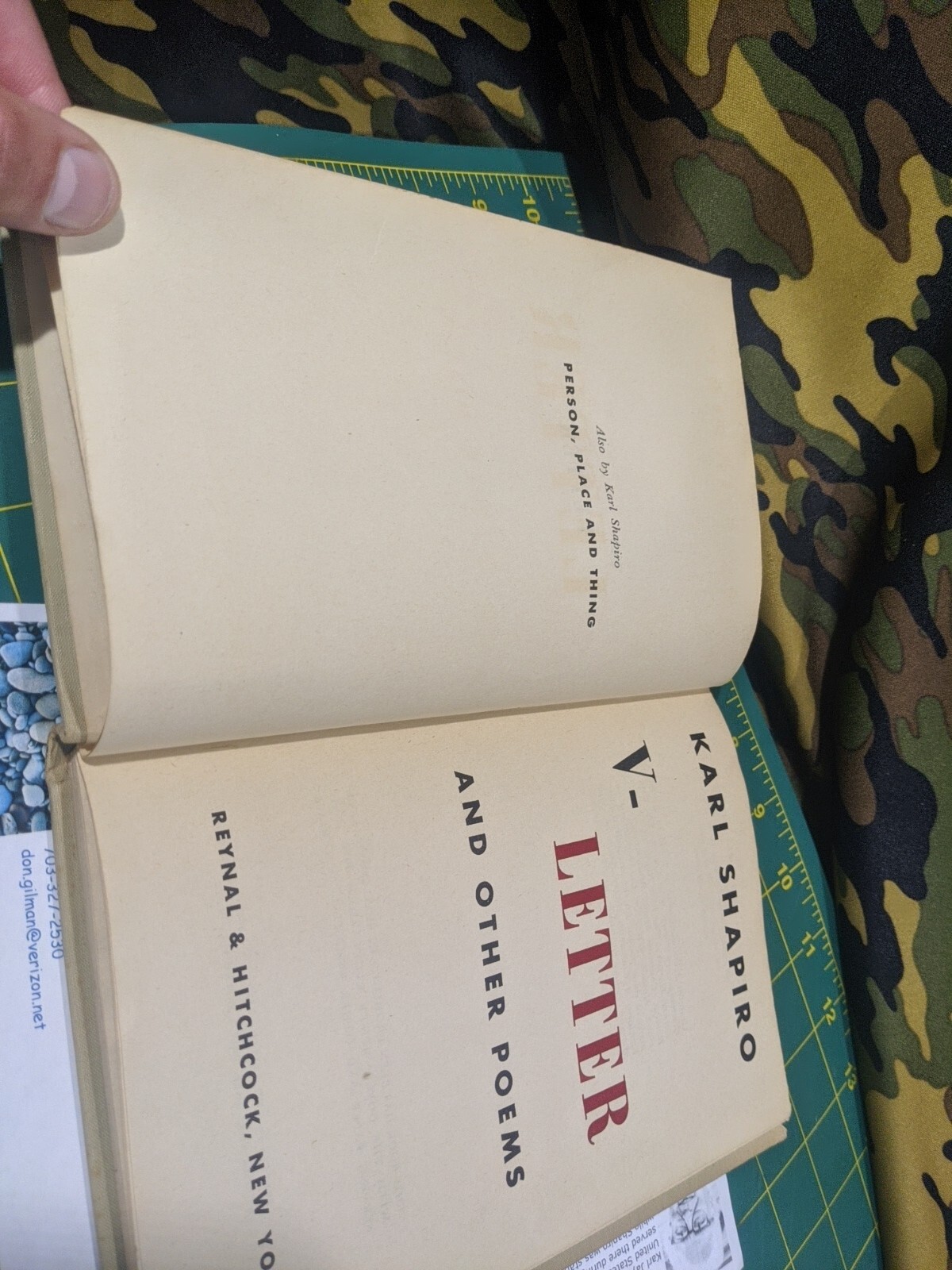 1944 V-Letter and Other Poems by Karl Shapiro FIRST EDITION Rare