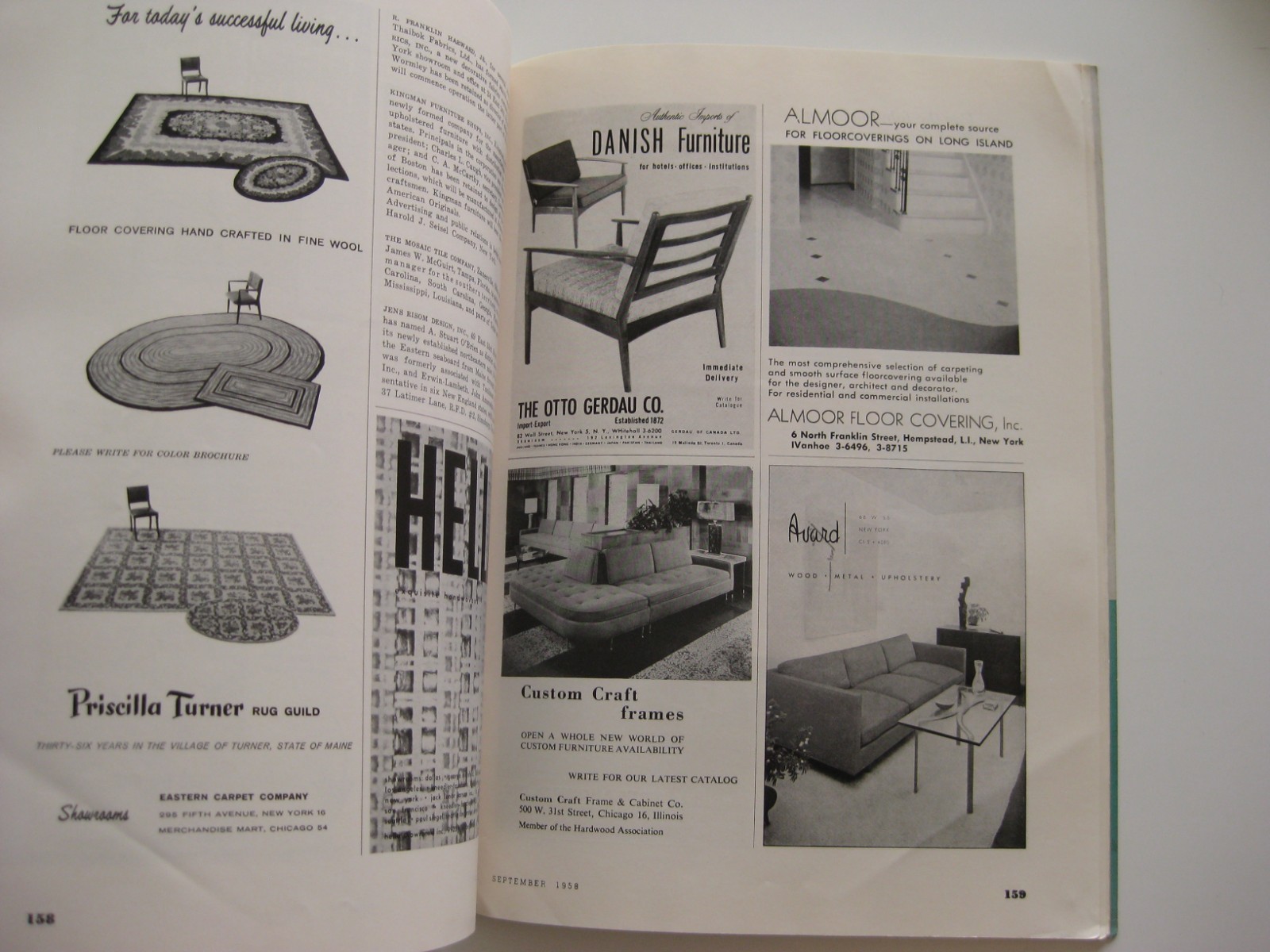 Vtg 1958 Interiors Magazine September Arnold Saks Cover Mid Century Design Art