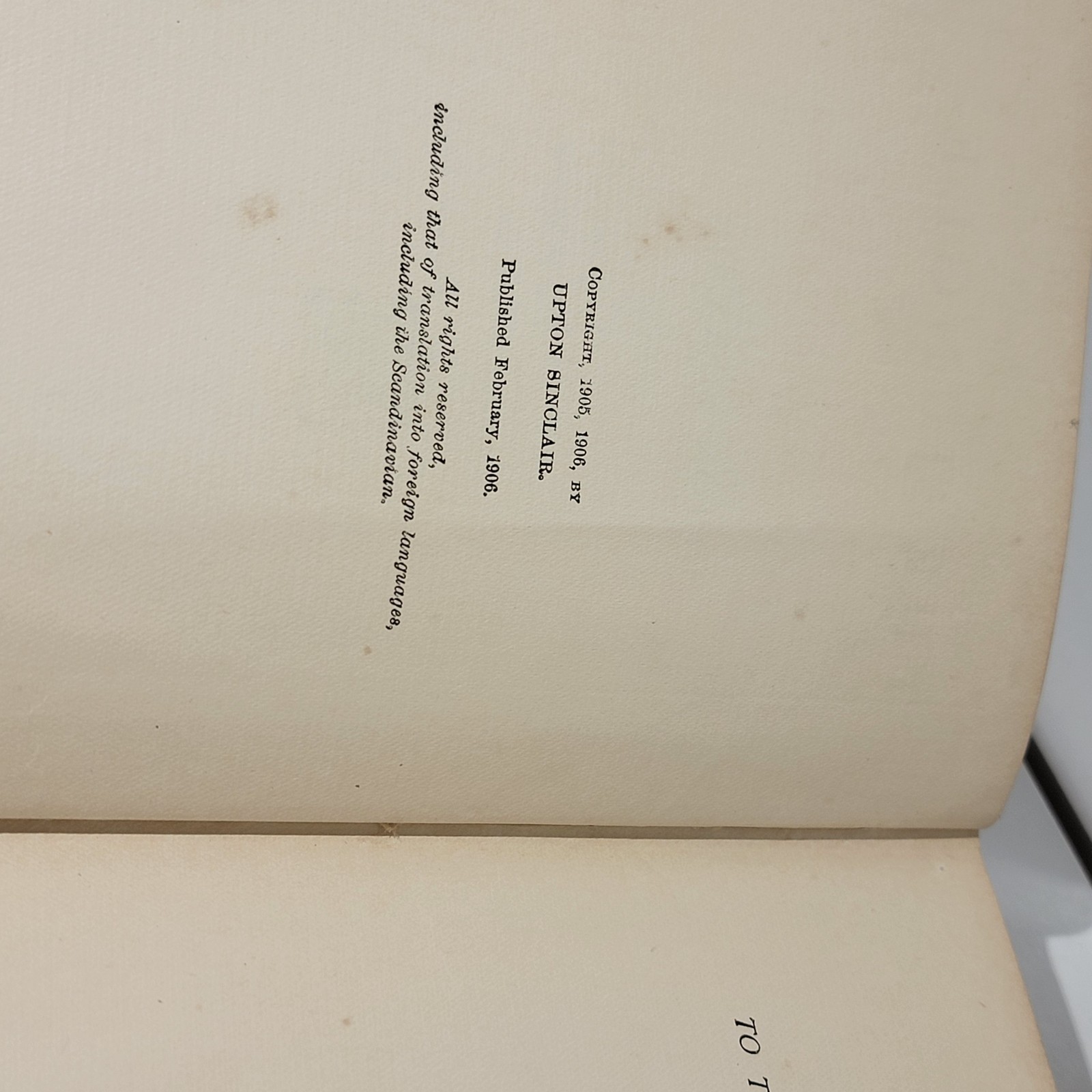 The Jungle by Upton Sinclair First Edition 1906, Doubleday, Page & Company