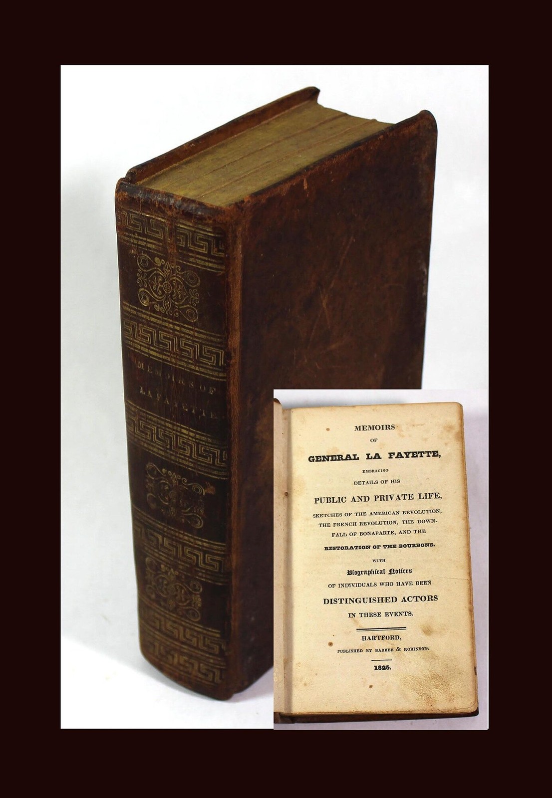 1825-MEMOIRS GENERAL LAFAYETTE-Leather, Military History, American Revolution
