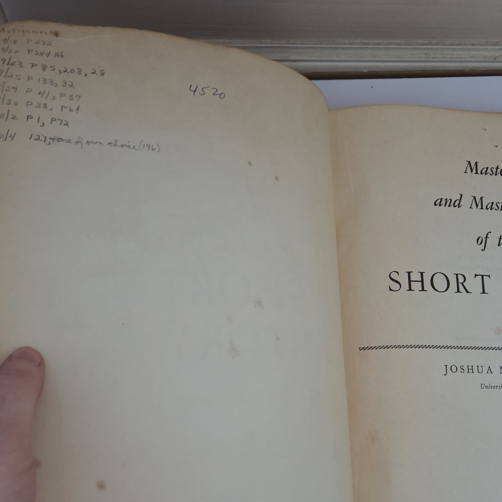 Henry Holt Masters and Masterpieces Short Story Joshua McClennen Vintage 1957