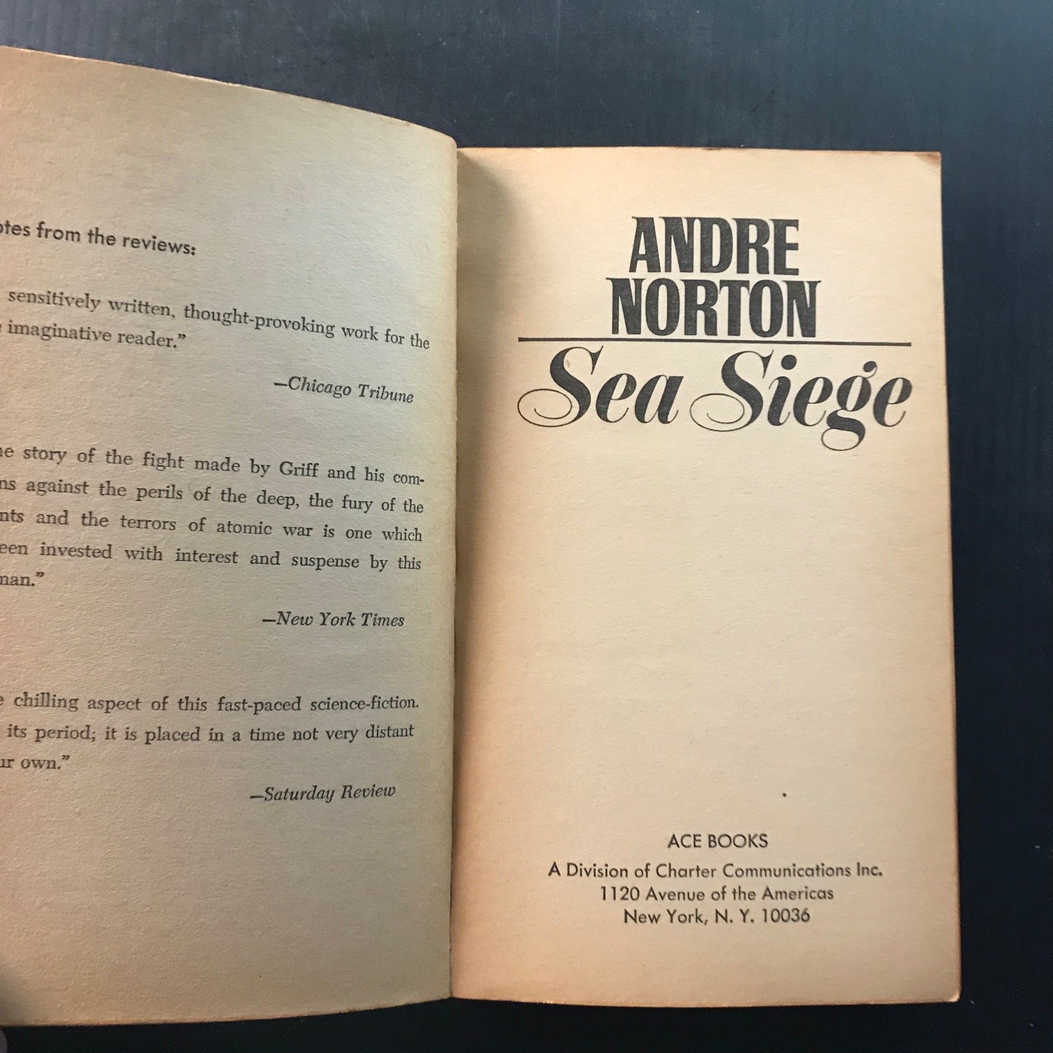 Sea Siege Andre Norton Ace Books 1971 Science Fiction Paperback