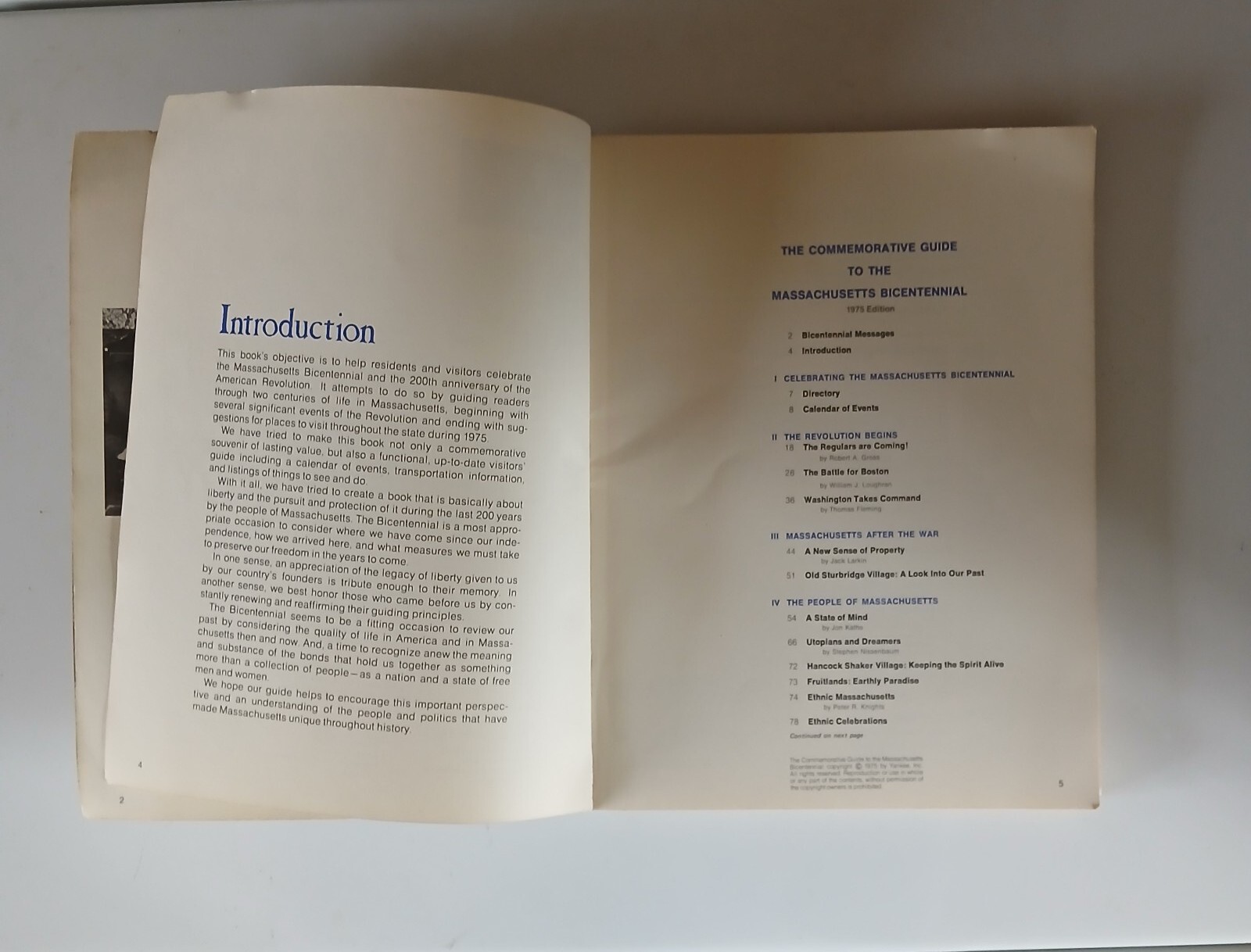 Massachusetts Bicentennial Commemorative Guide Book 1976 History Boston MA Towns