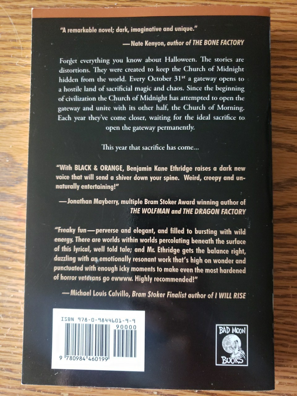 Benjamin Kane Ethridge BLACK & ORANGE First edition 2010 Horror Novel Award Fine