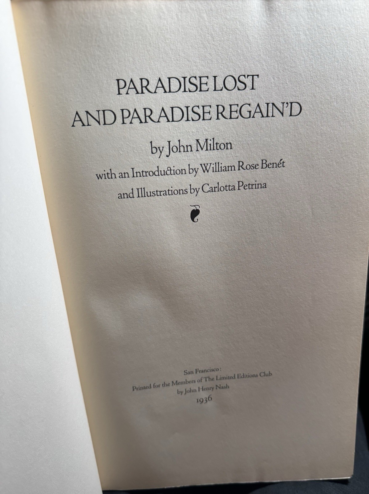 Paradise Lost and Regain’d-SIGNED Limited Edition!-163 of 1500 Copies-1936-RARE!