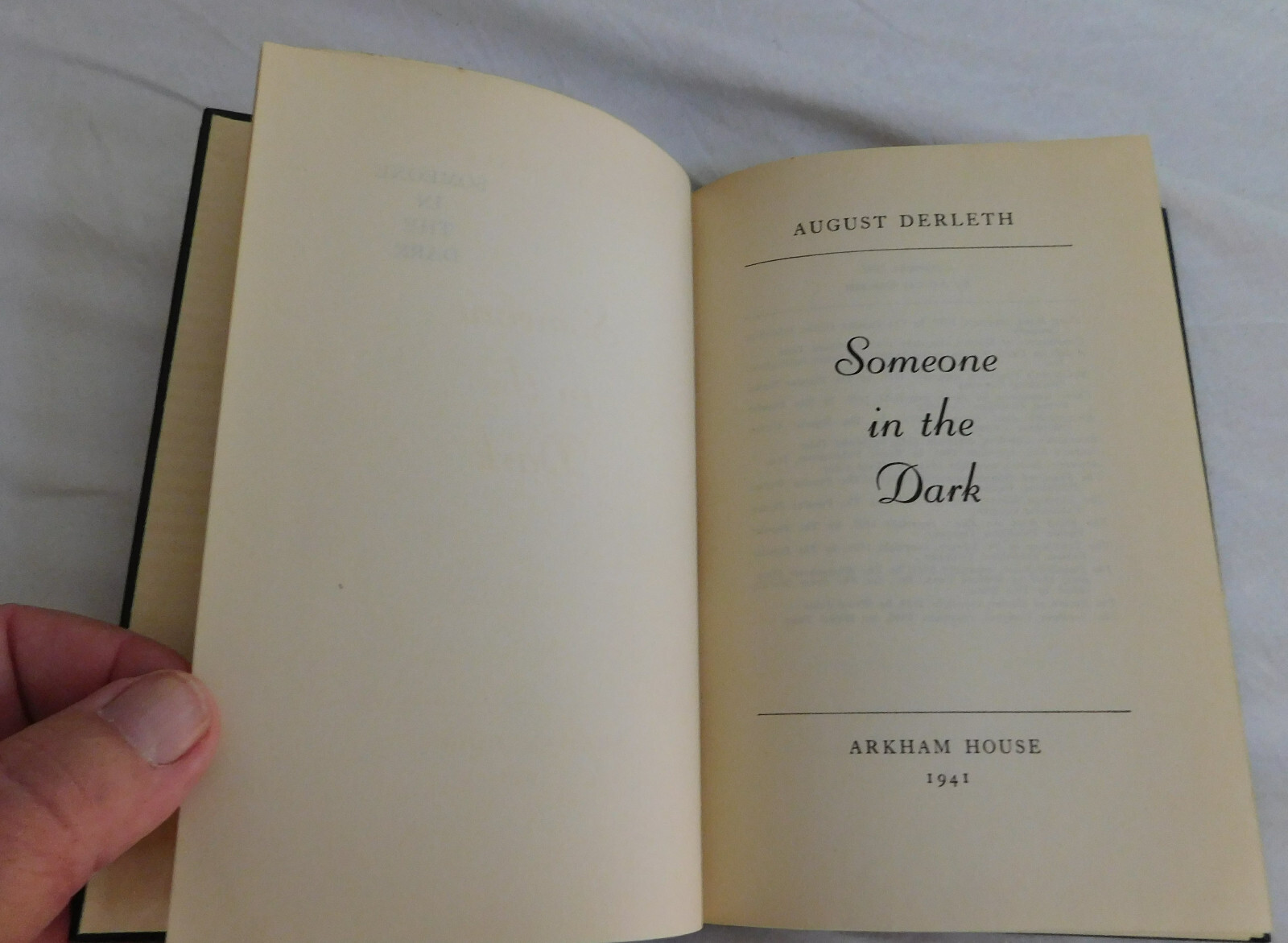 SOMEONE IN THE DARK by August Derleth 1st Ed. 1941