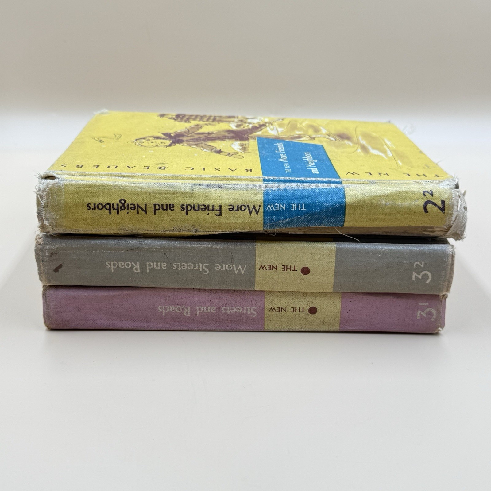 The New Basic Readers Series Lot of 3 Kids Illustrated Schoolbook 1950s VTG