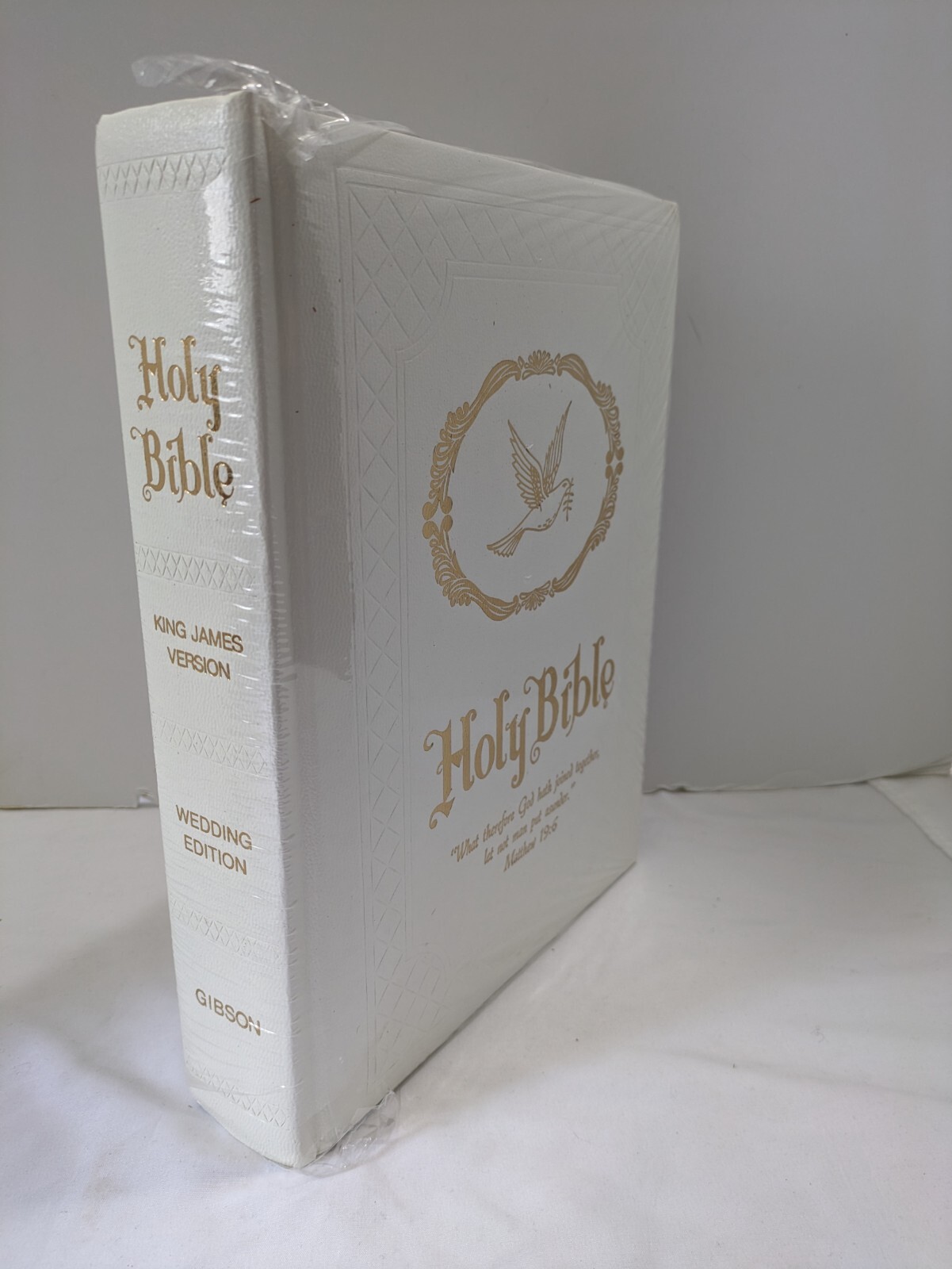 Vintage Gibson Holy Bible Wedding Edition 1988 King James White 8.5×11.5 MIB