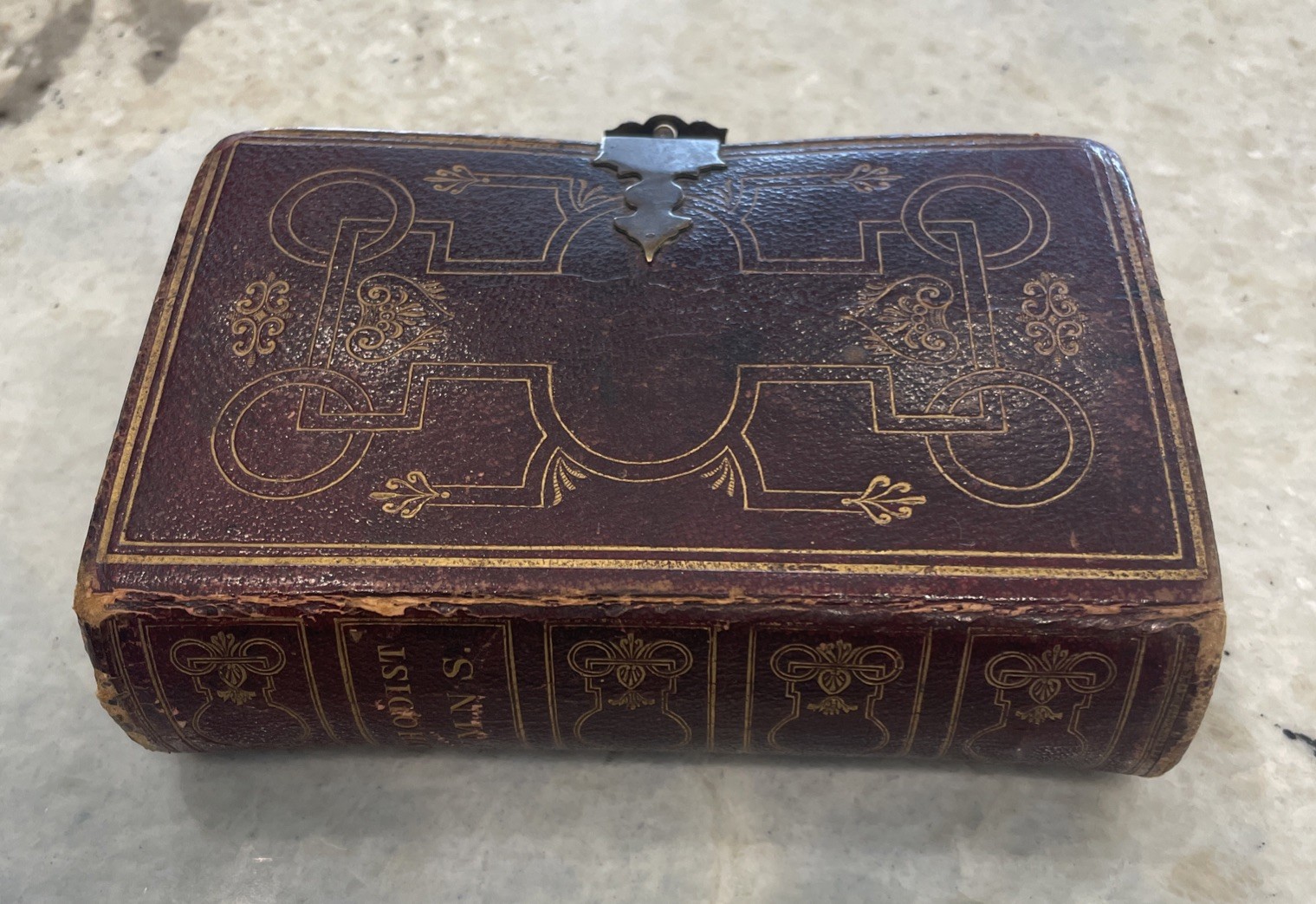 Antique 1849 Mini Methodist Hymns Leather W Hinge The Methodist Episcopal Church