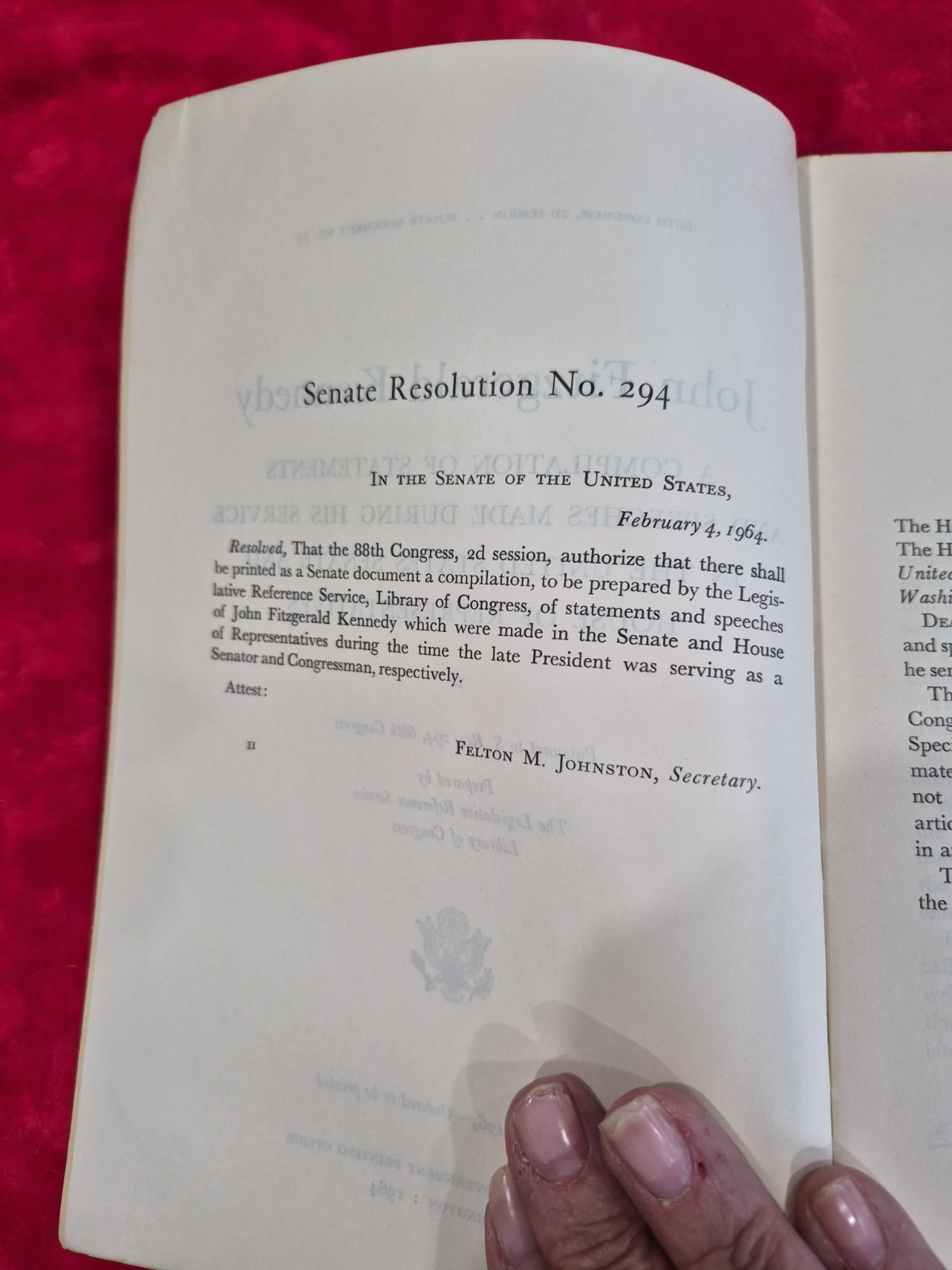 John Fitzgerald Kennedy Speeches Statements remarks Senate Doc No. 79 1964