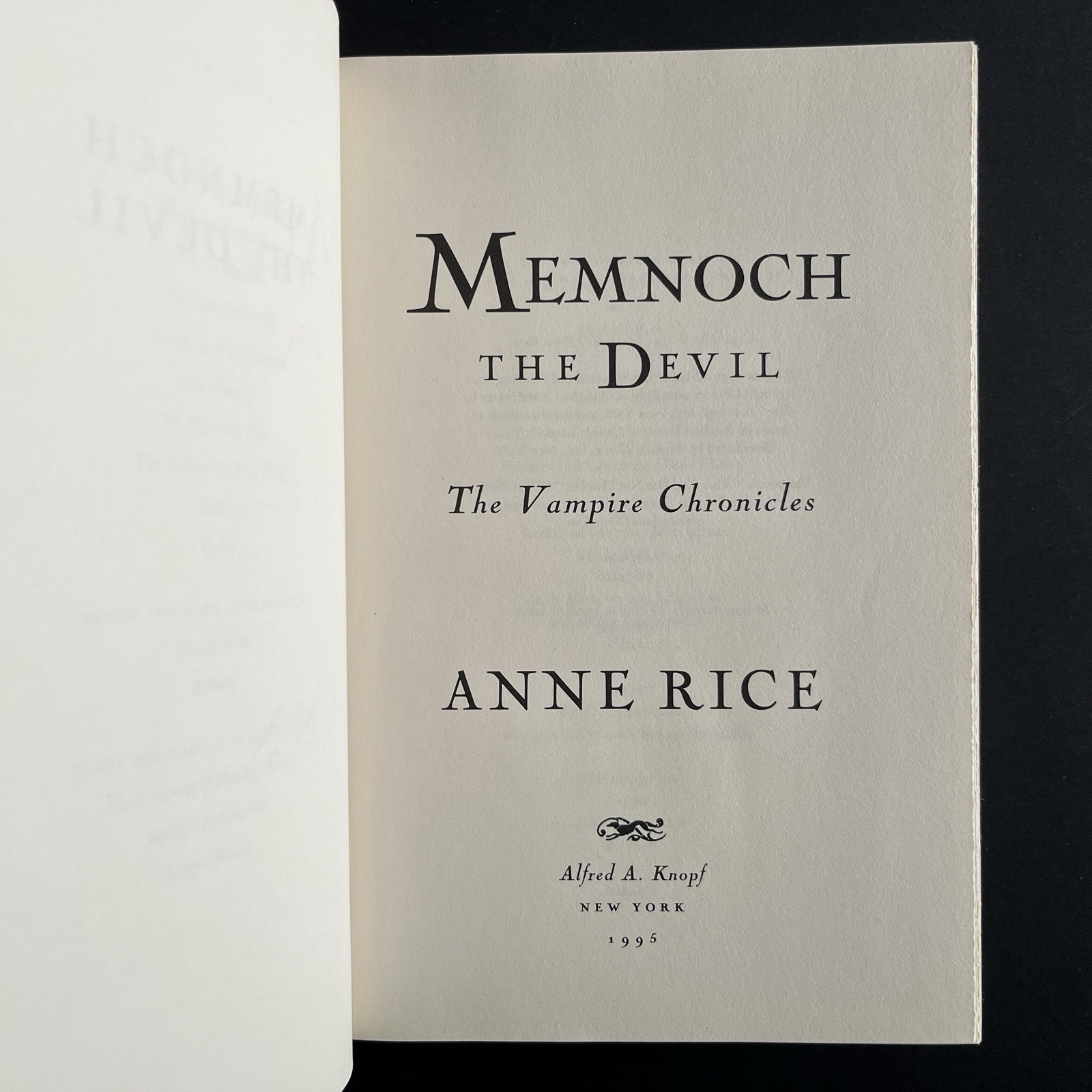 Memnoch the Devil Vampire Chronicles Anne Rice Signed to Anne 1995 First Edition